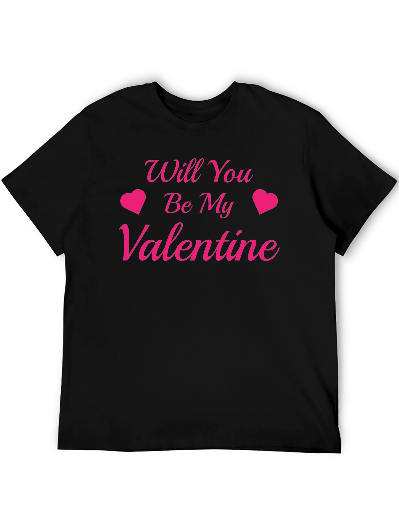 Will You Be My Valentine Black Graphic T-Shirt