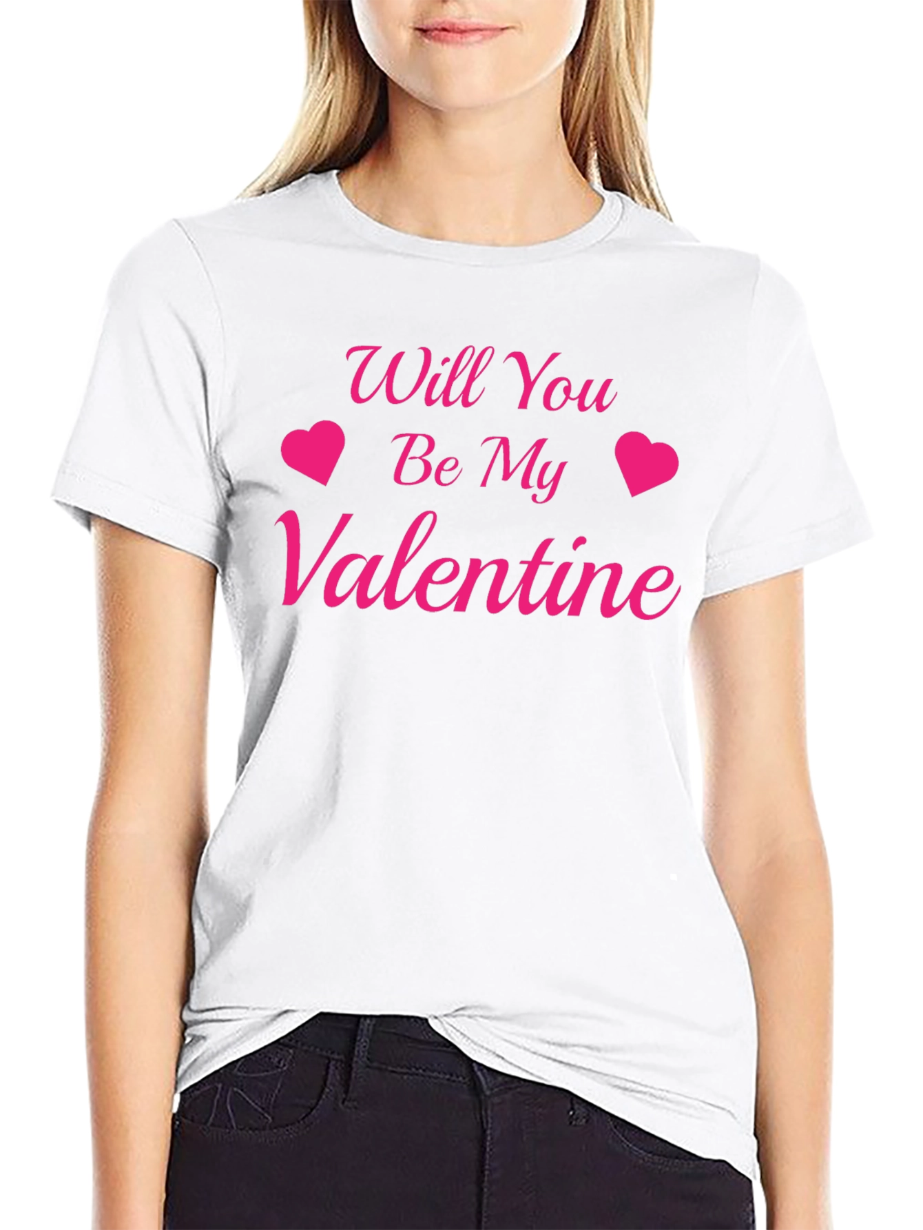 Will You Be My Valentine Black Graphic T-Shirt