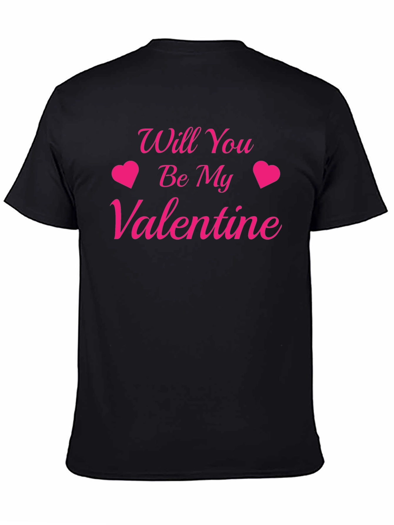 Will You Be My Valentine Black Graphic T-Shirt