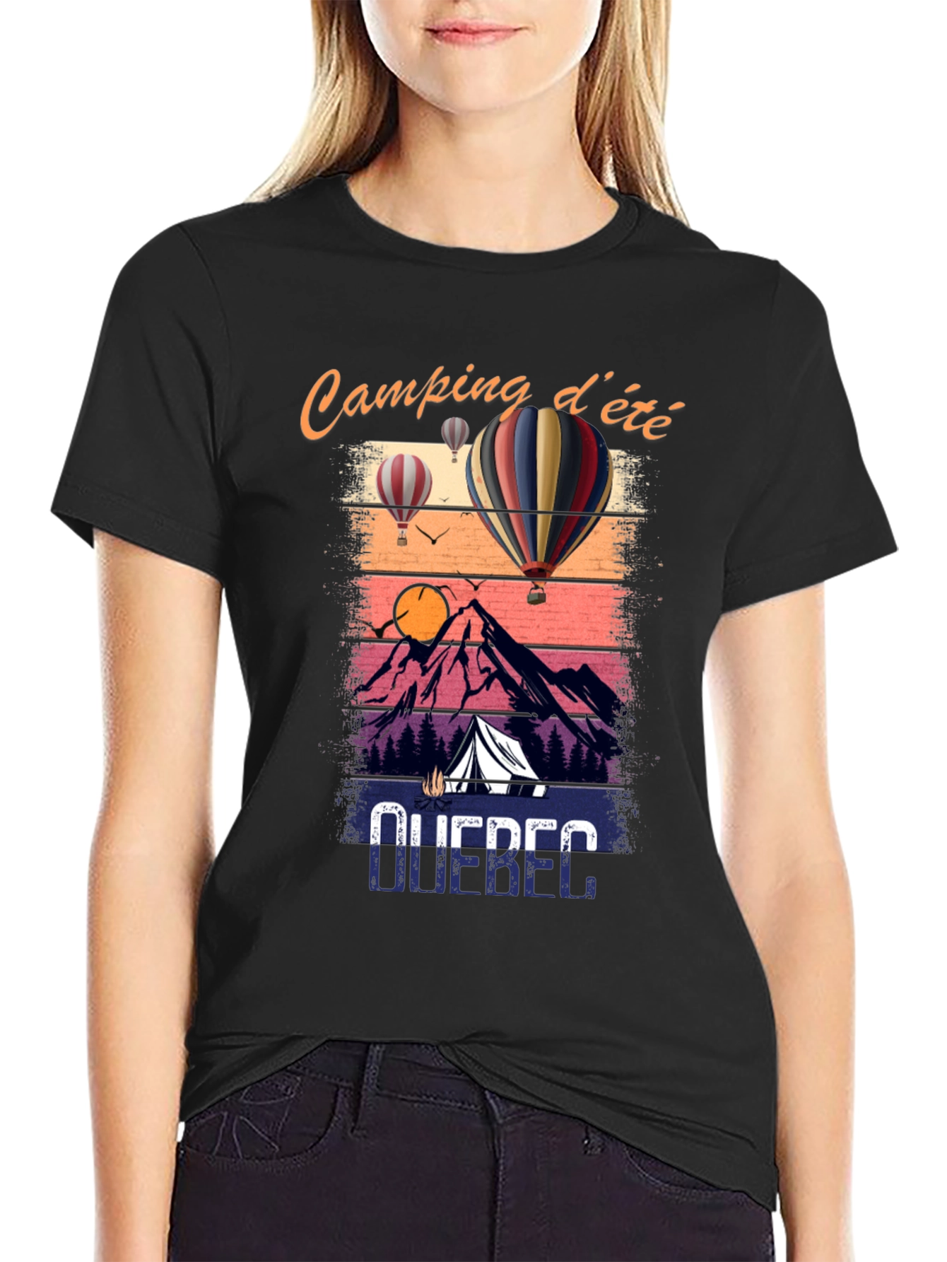 Quebec Camping dété Graphic Tee