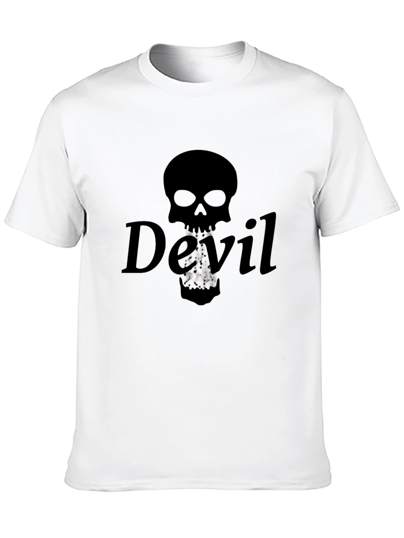 Devil Skull Graphic Tee - Black Crew Neck T-Shirt