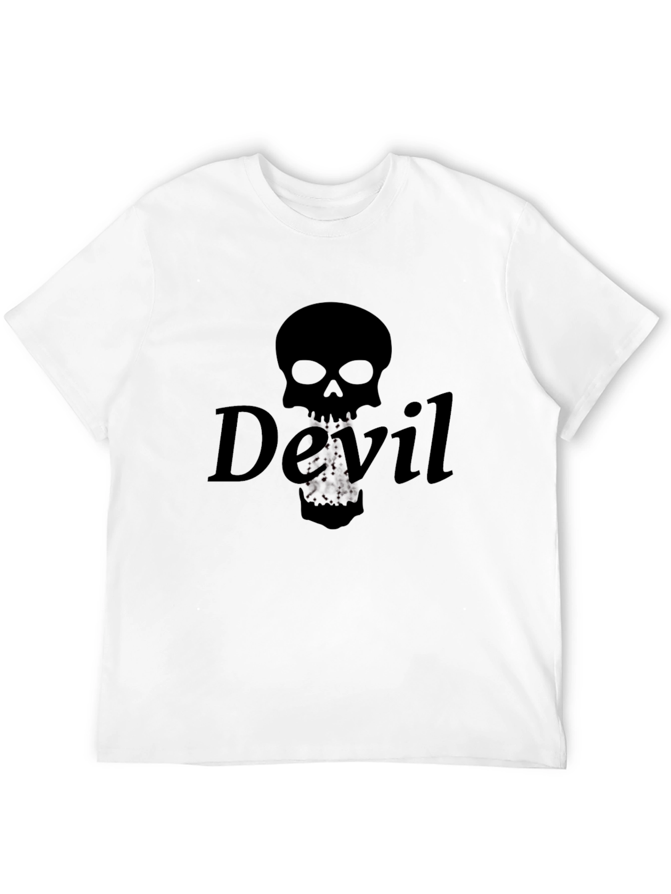 Devil Skull Graphic Tee - Black Crew Neck T-Shirt