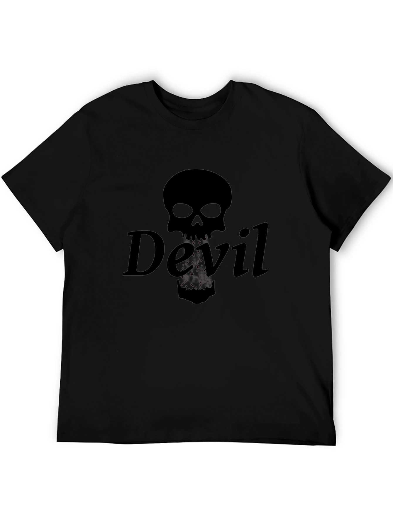 Devil Skull Graphic Tee - Black Crew Neck T-Shirt