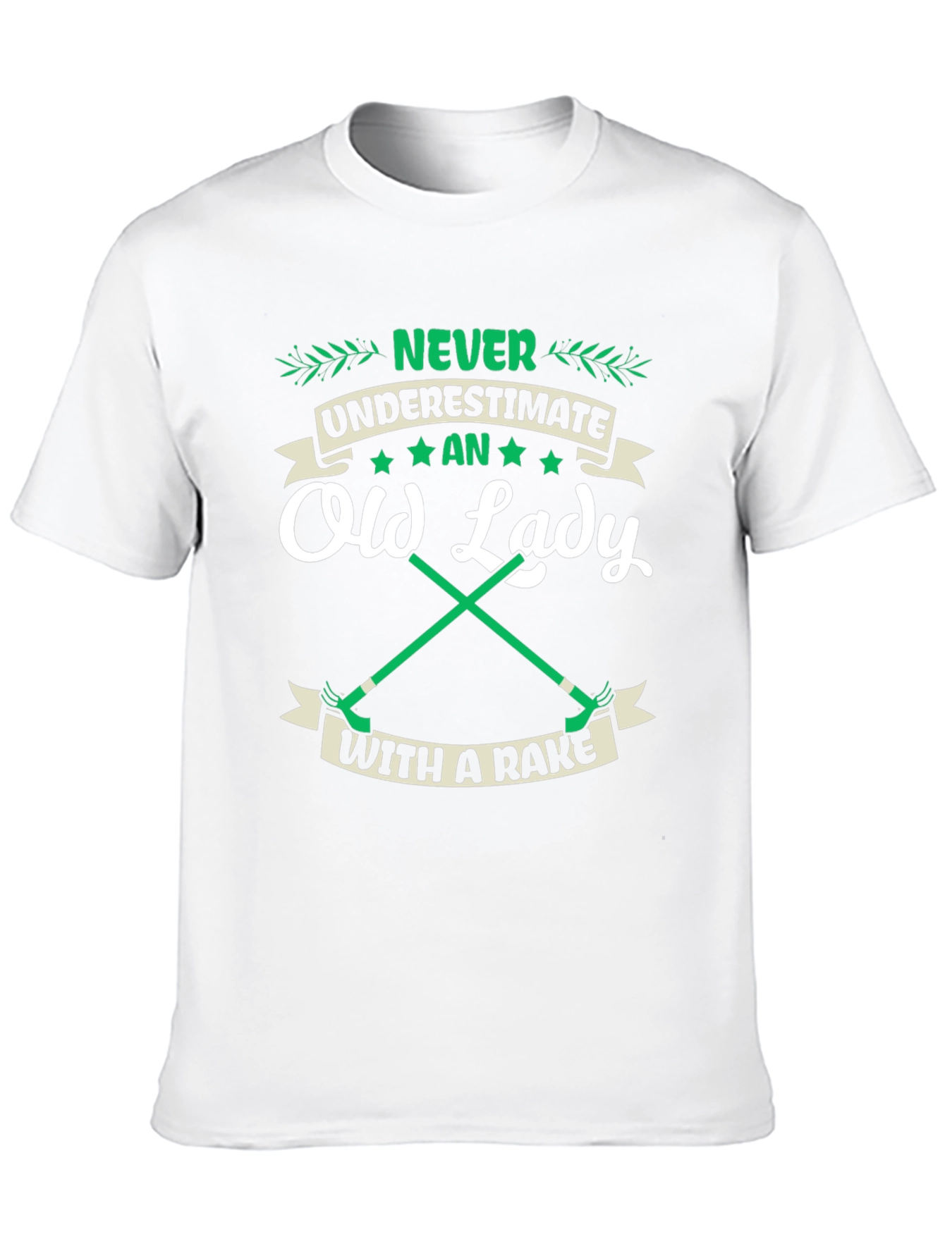 Funny Old Lady With A Rake Graphic T-Shirt