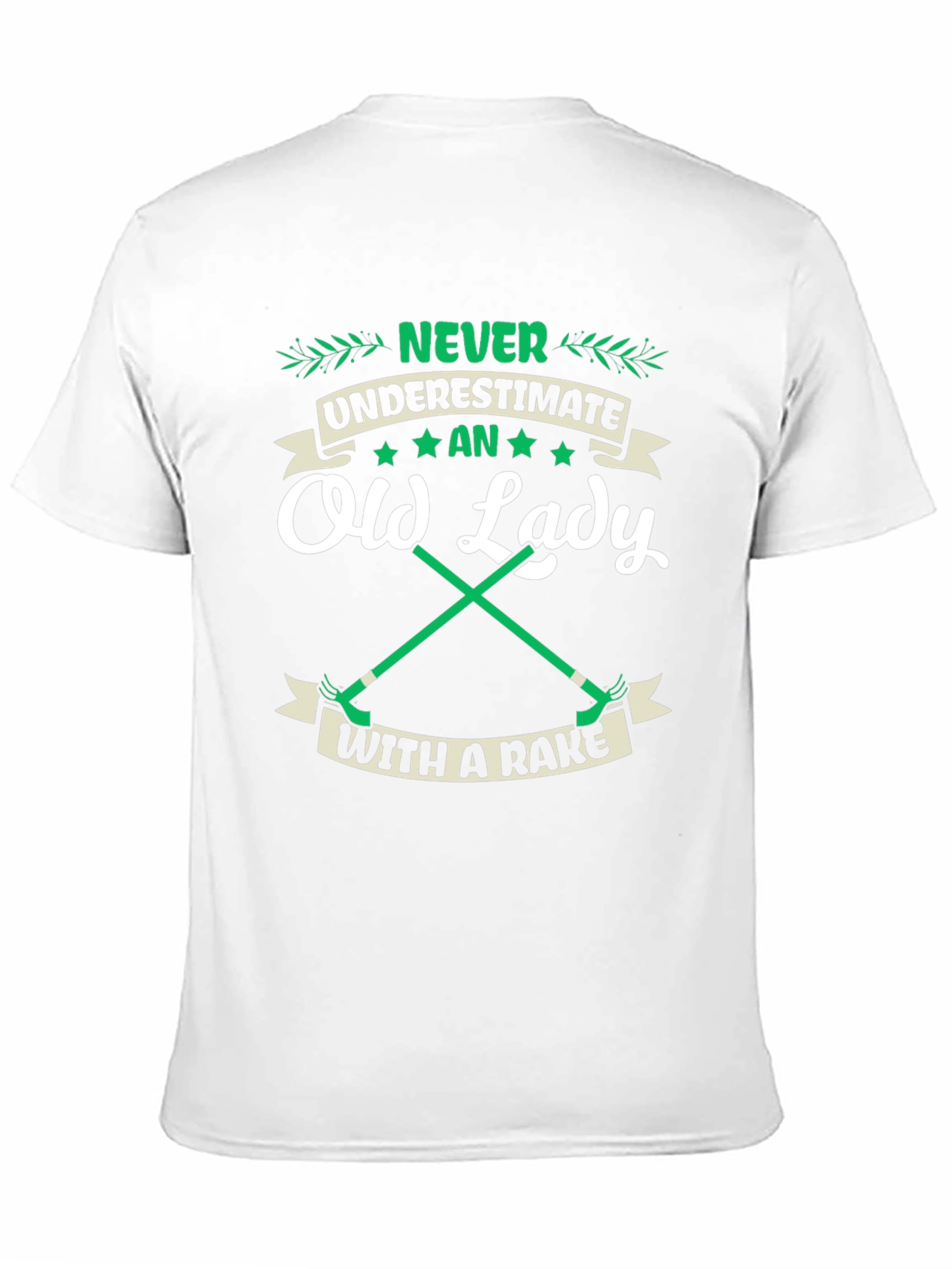 Funny Old Lady With A Rake Graphic T-Shirt