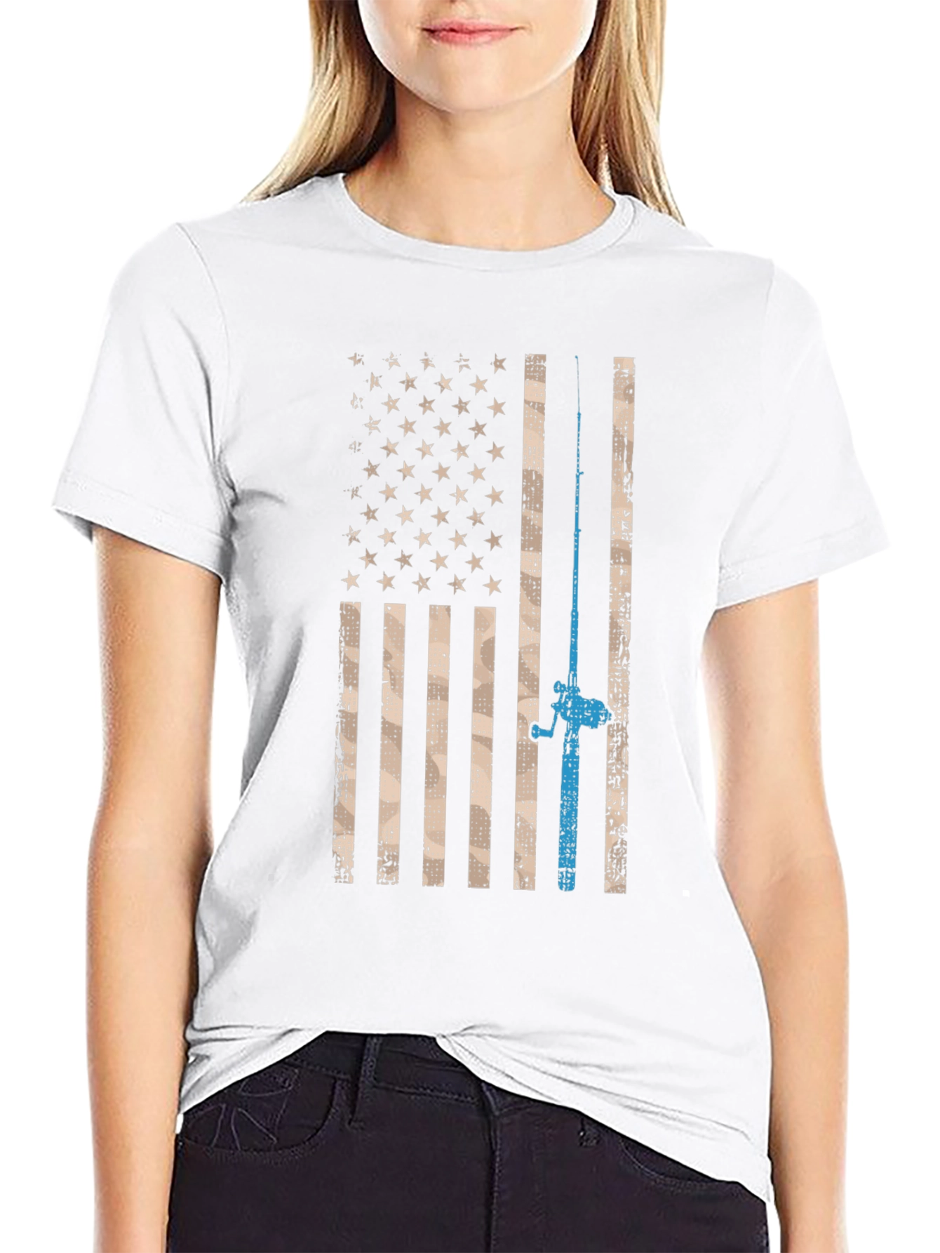 Patriotic Fishing T-Shirt - American Flag Design