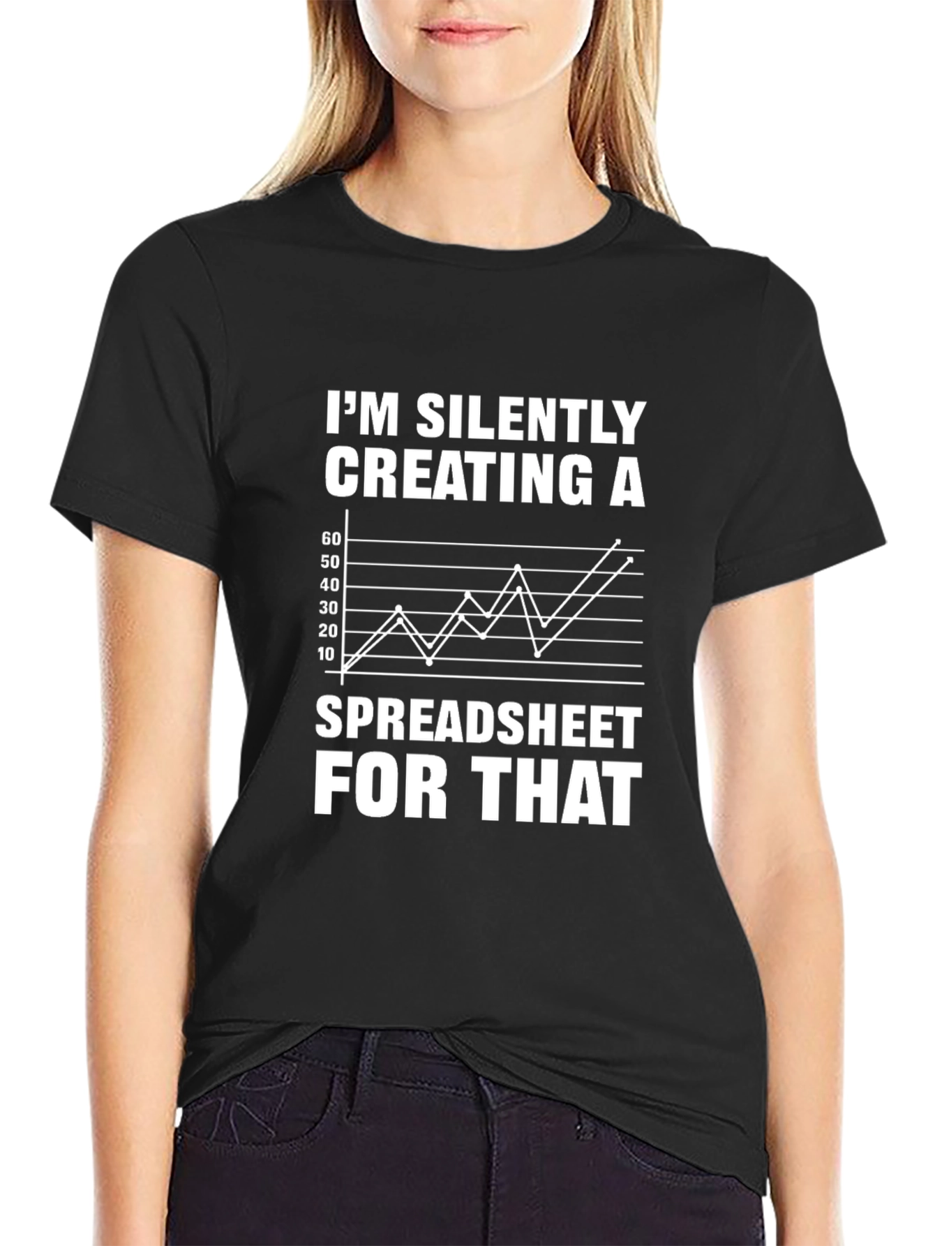 Silently Creating Spreadsheet Black Graphic Tee