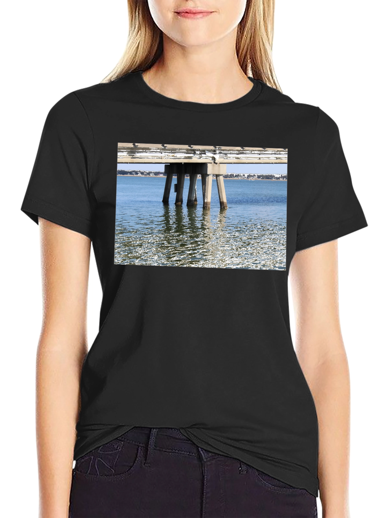 Bridge View Graphic Tee - Black Cotton Casual Wear