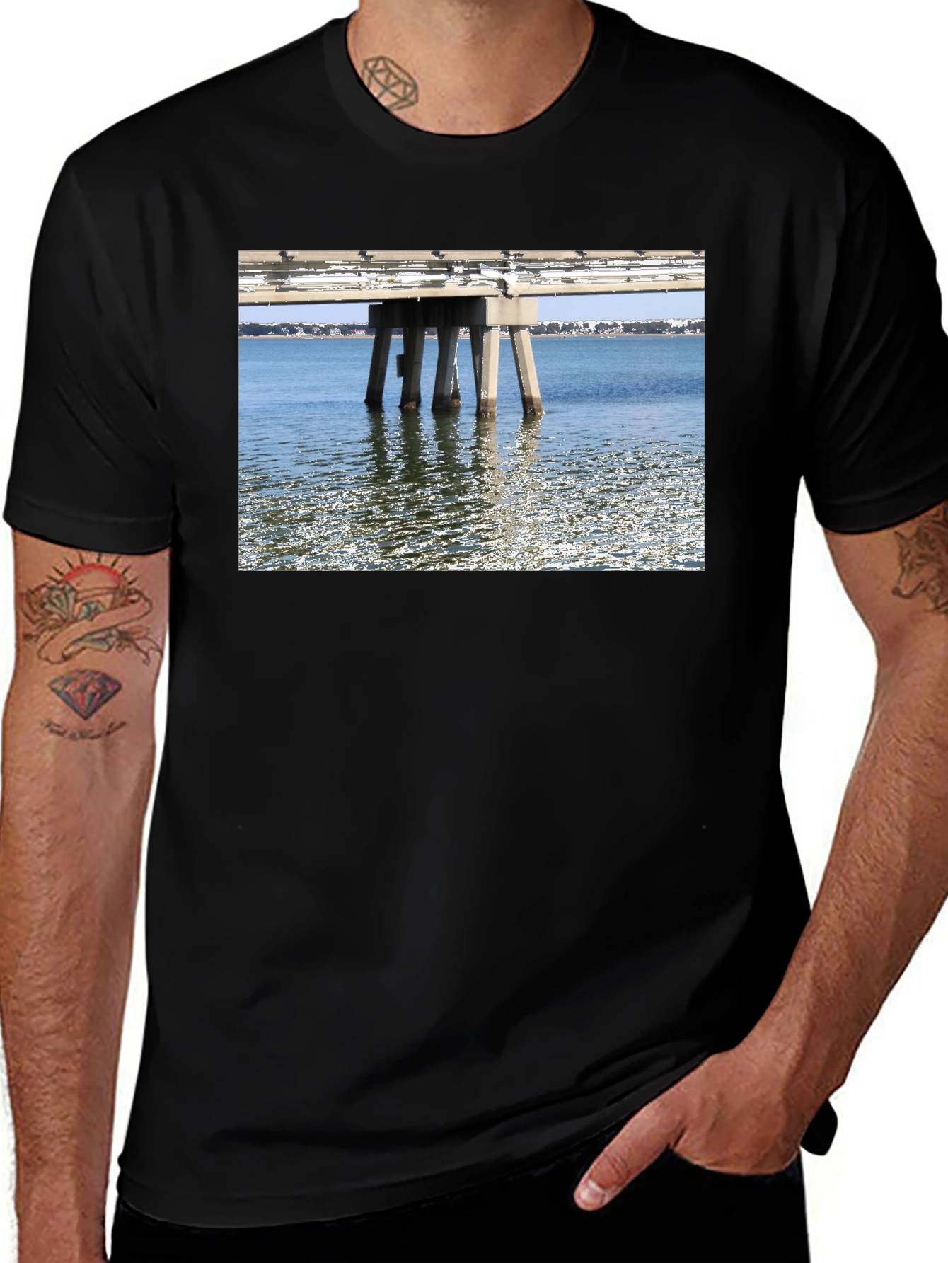 Bridge View Graphic Tee - Black Cotton Casual Wear