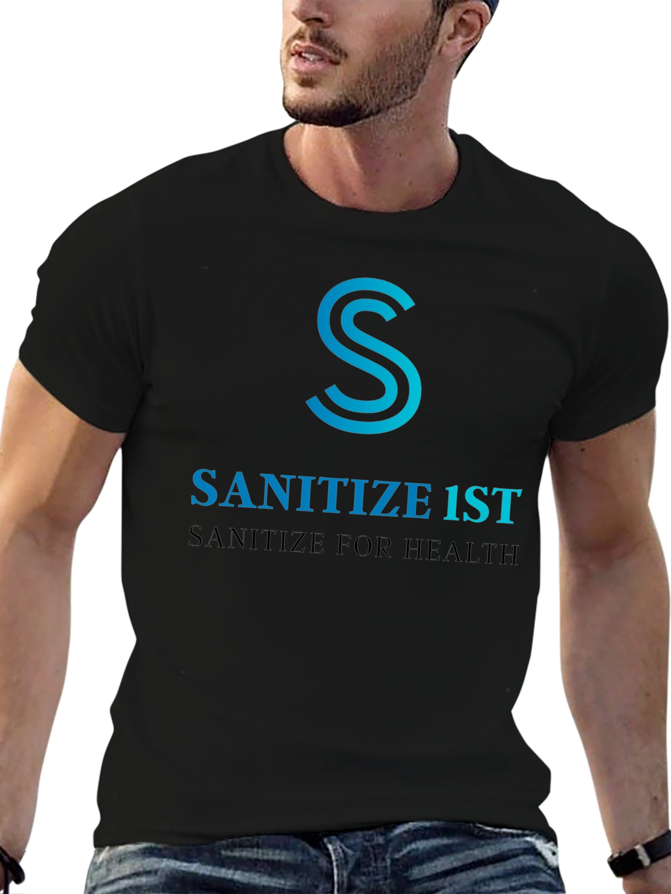 Sanitize 1st Black T-Shirt - Health Awareness Tee