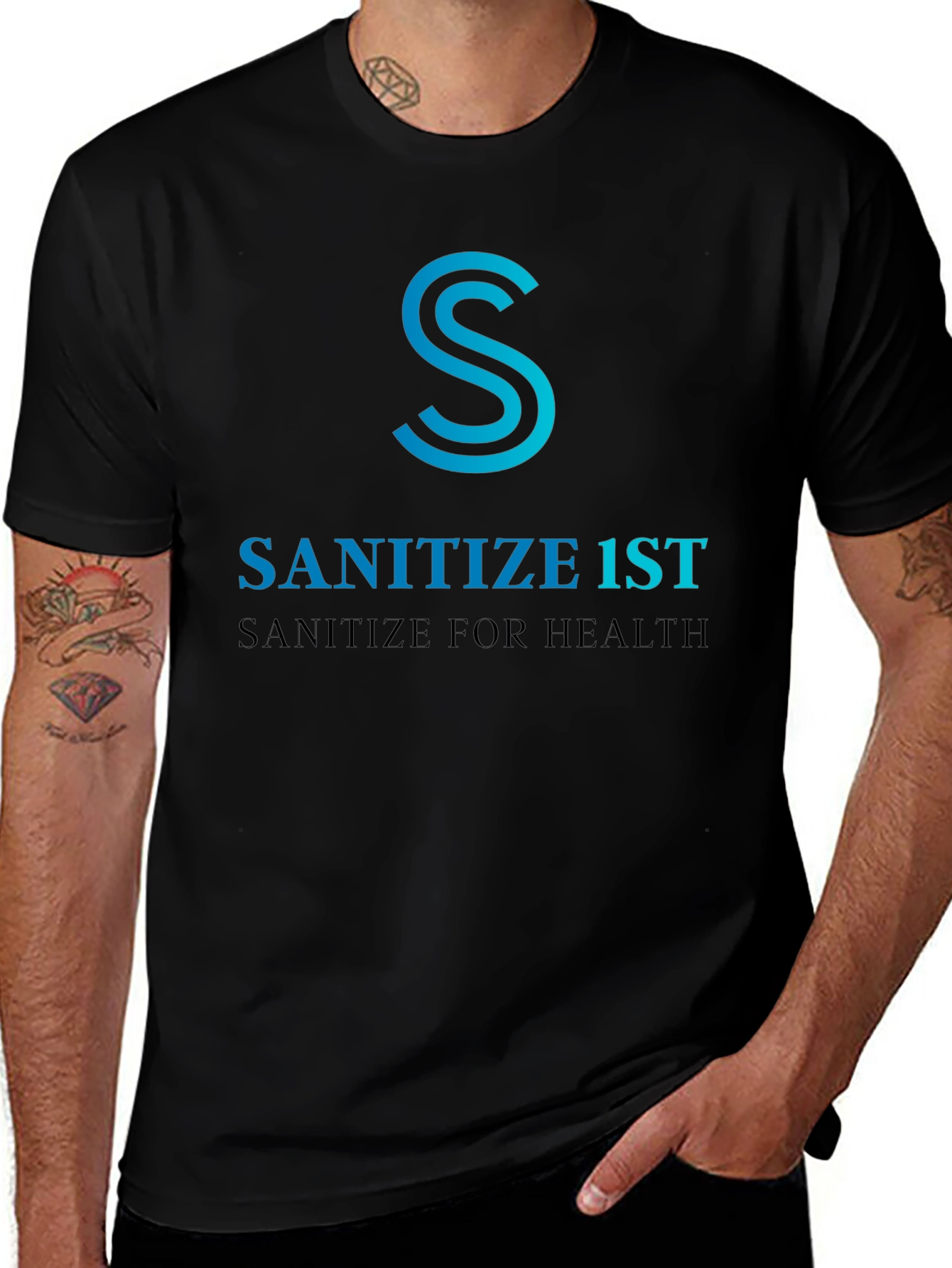 Sanitize 1st Black T-Shirt - Health Awareness Tee