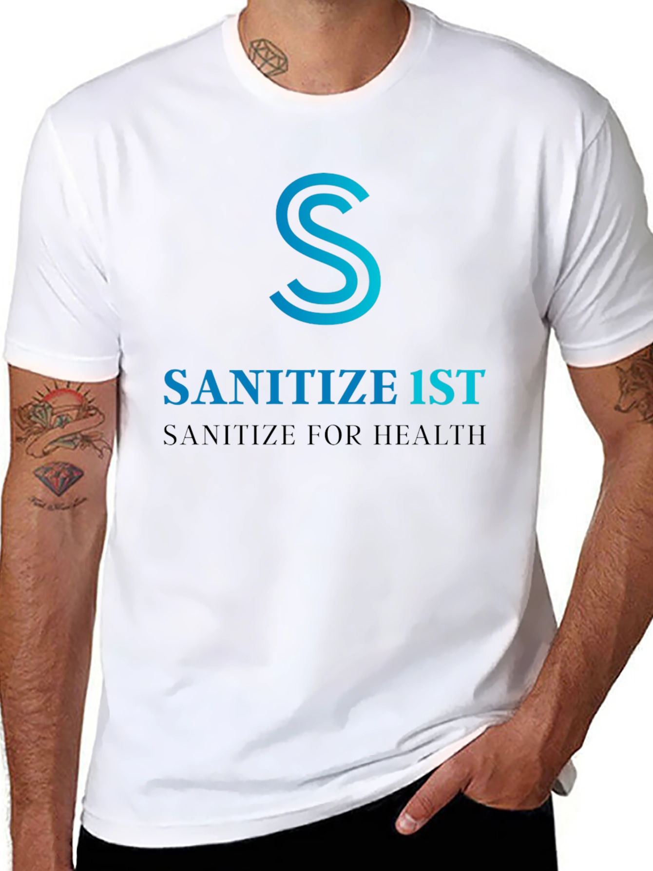 Sanitize 1st Black T-Shirt - Health Awareness Tee
