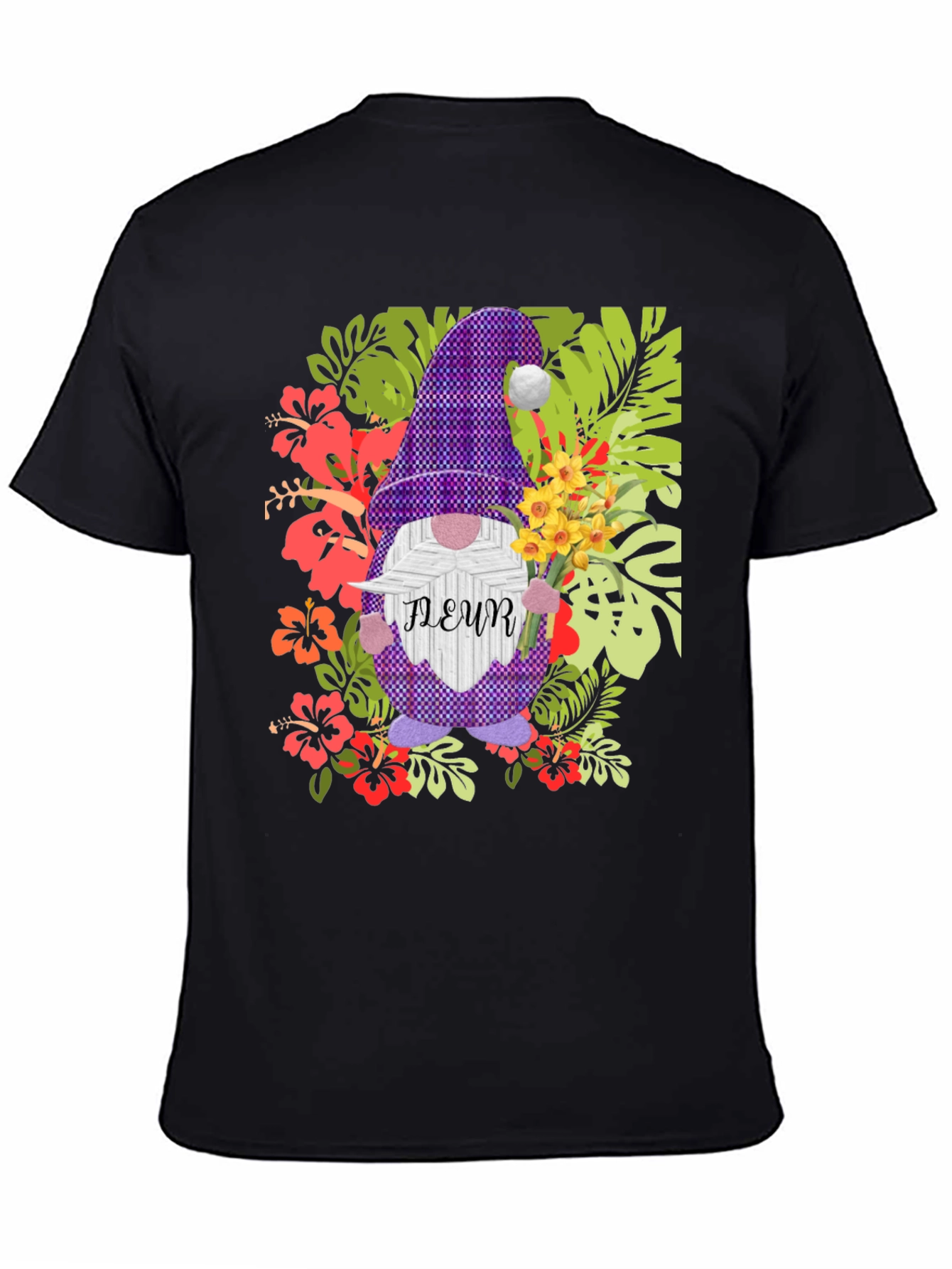 Gnome Fleur Graphic T-Shirt - Floral Garden Design