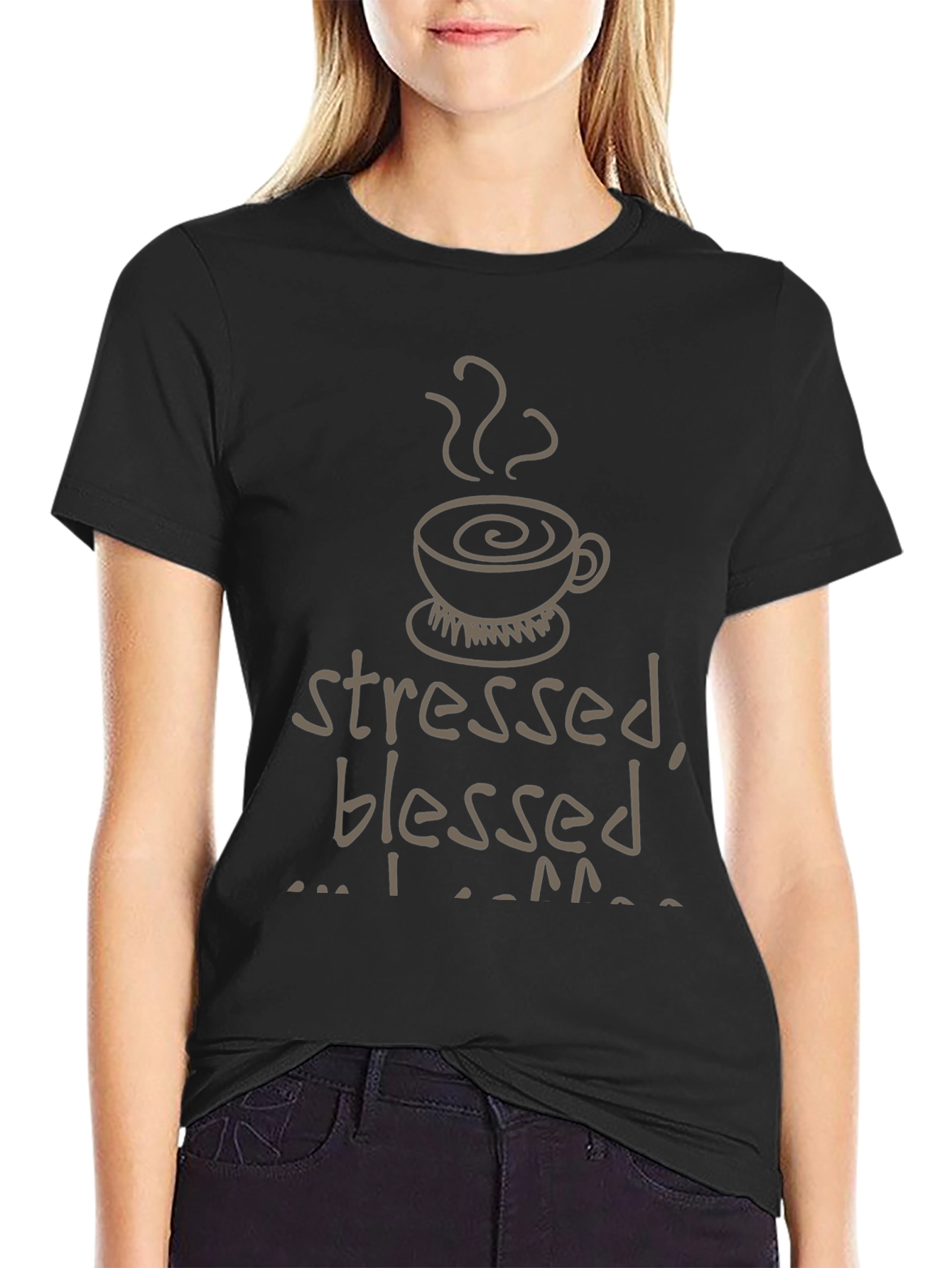 Stressed Blessed Coffee Obsessed Graphic Tee