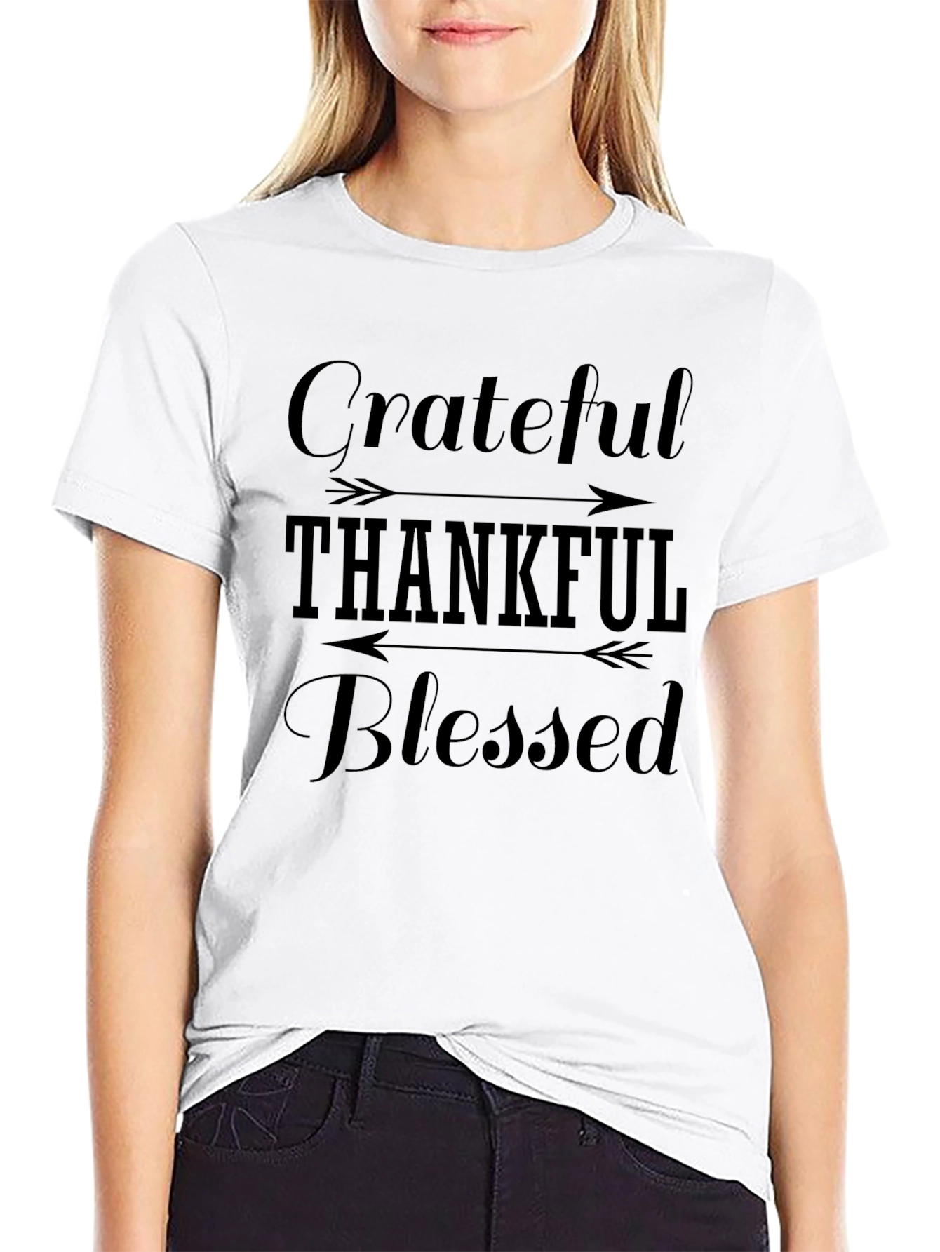 Grateful Thankful Blessed Black T-Shirt