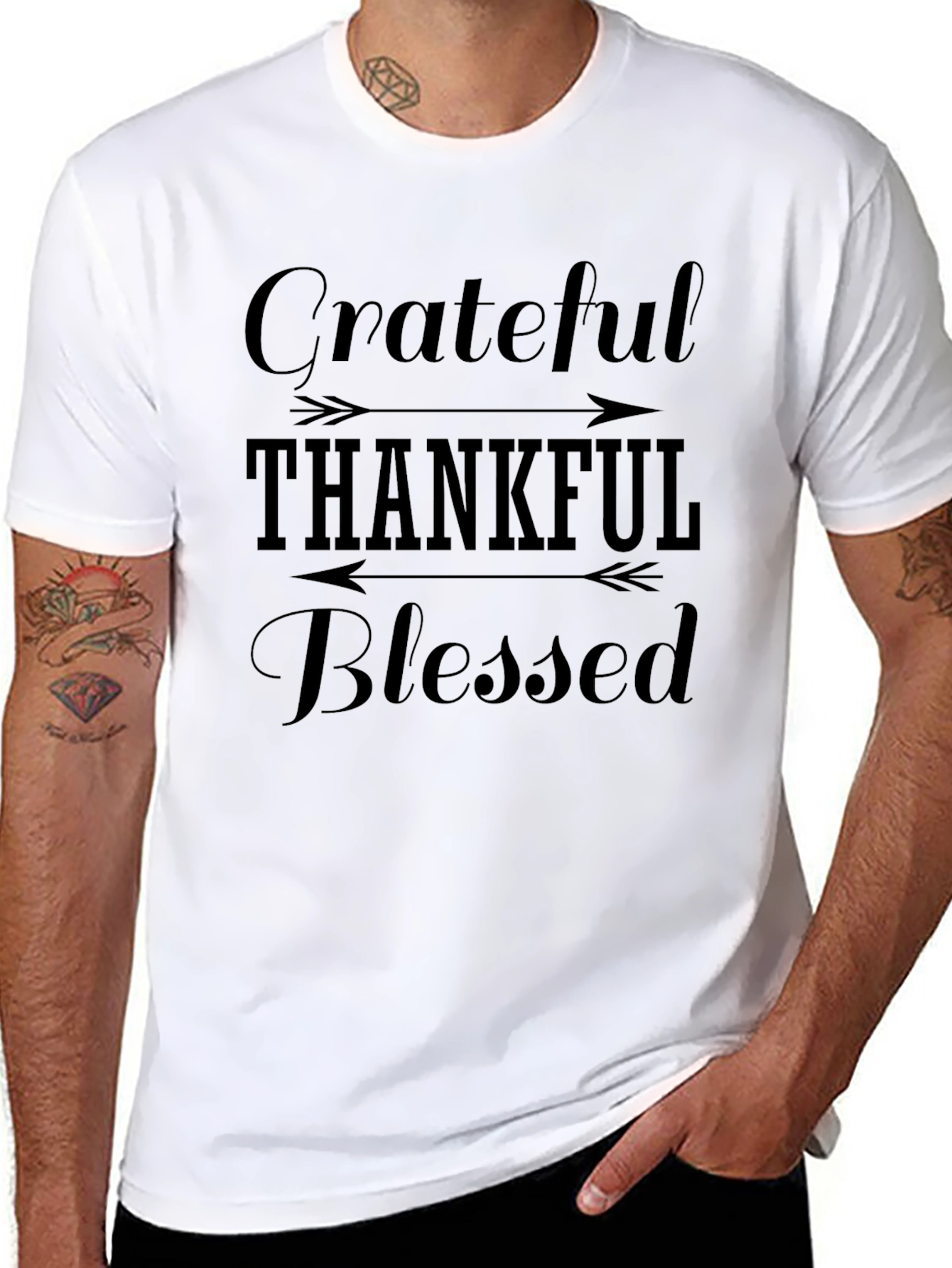 Grateful Thankful Blessed Black T-Shirt