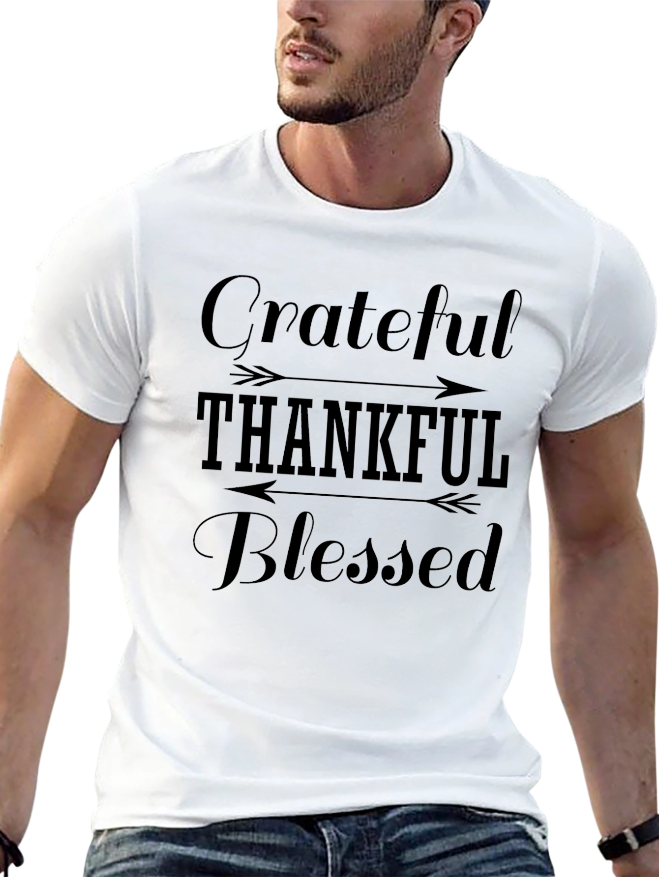 Grateful Thankful Blessed Black T-Shirt