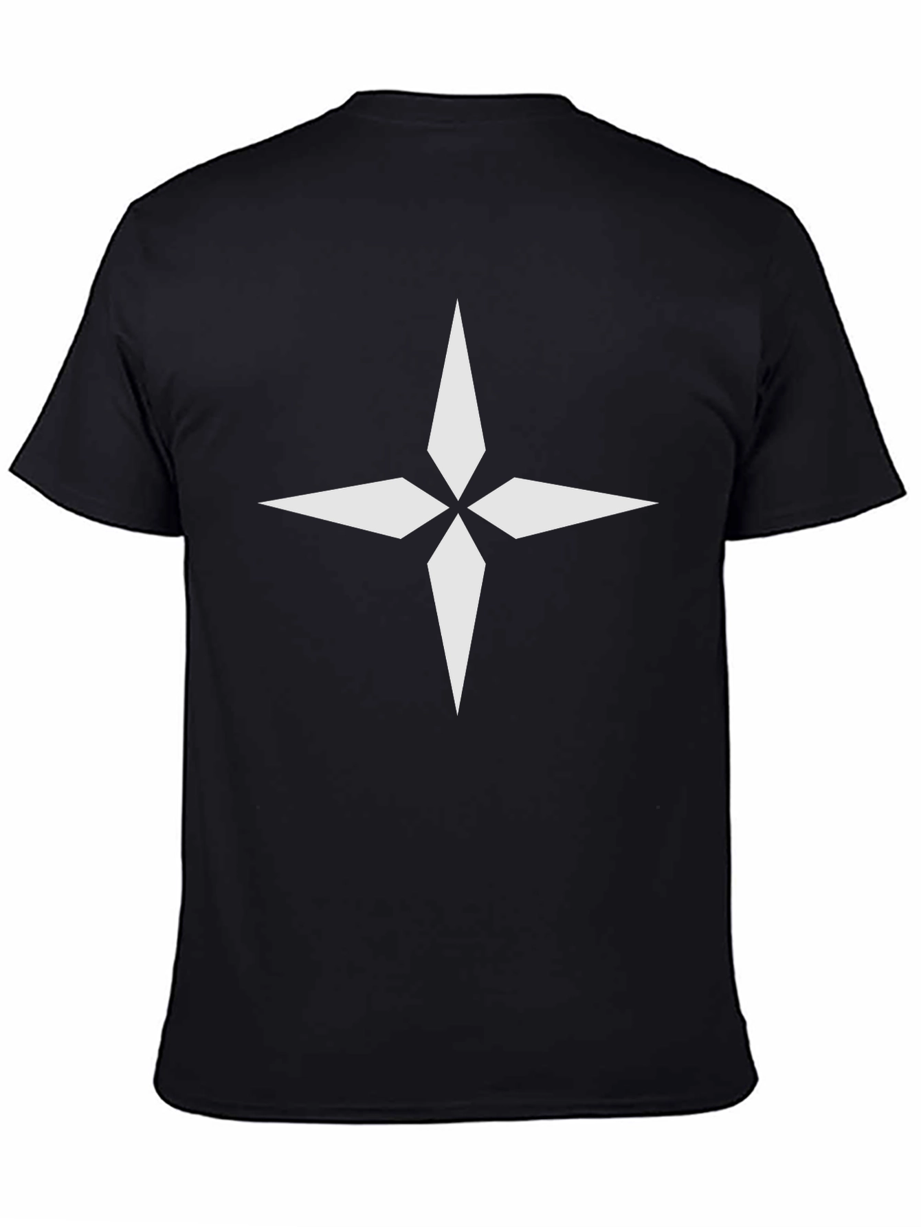 Modern Black T-Shirt with White Compass Graphic