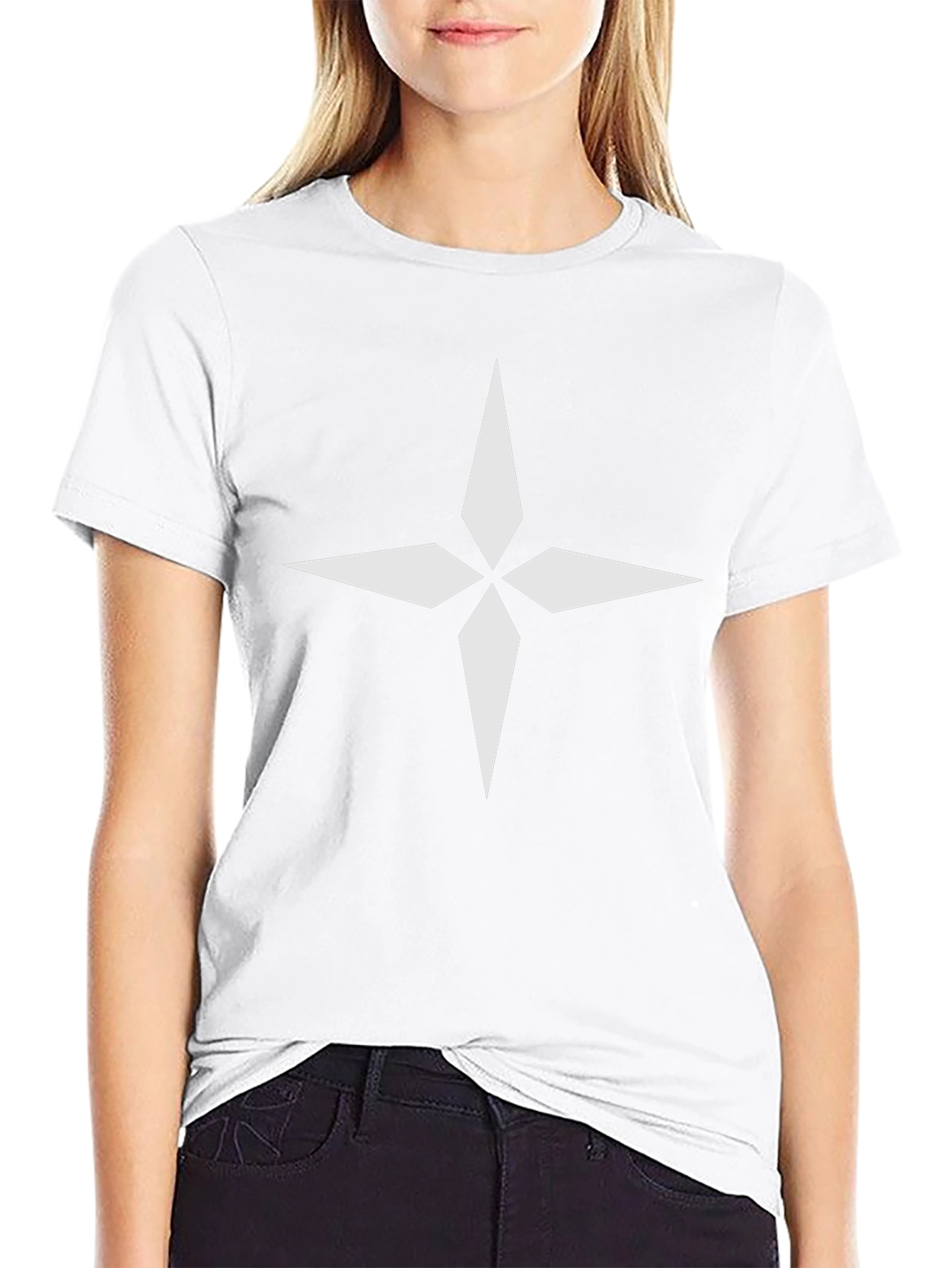 Modern Black T-Shirt with White Compass Graphic