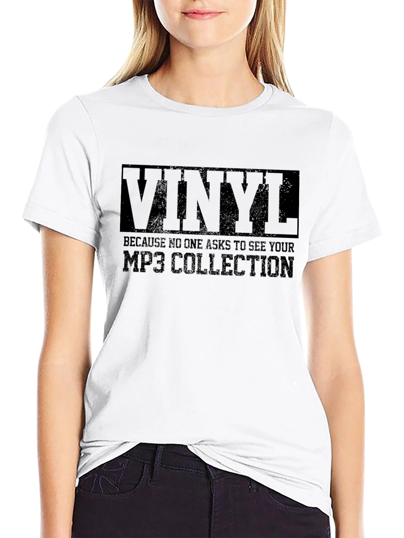 Vinyl MP3 Collection Mens Black Graphic Tee