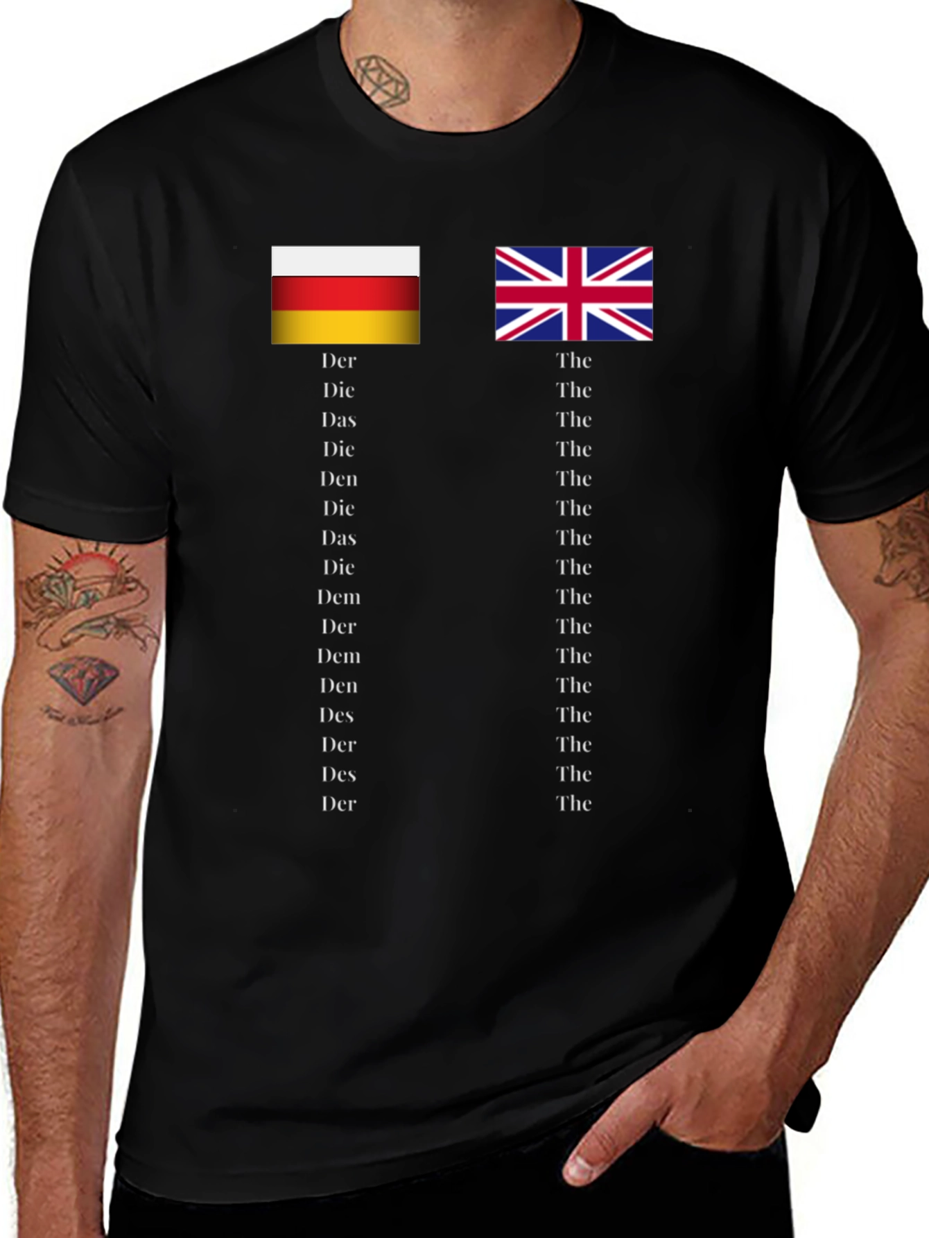 Flags & Articles T-Shirt: German & English Grammar Tee