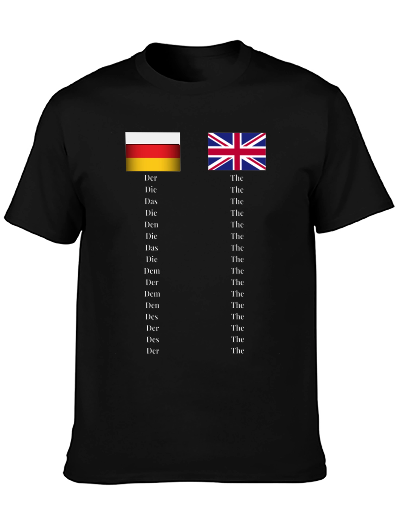 Flags & Articles T-Shirt: German & English Grammar Tee