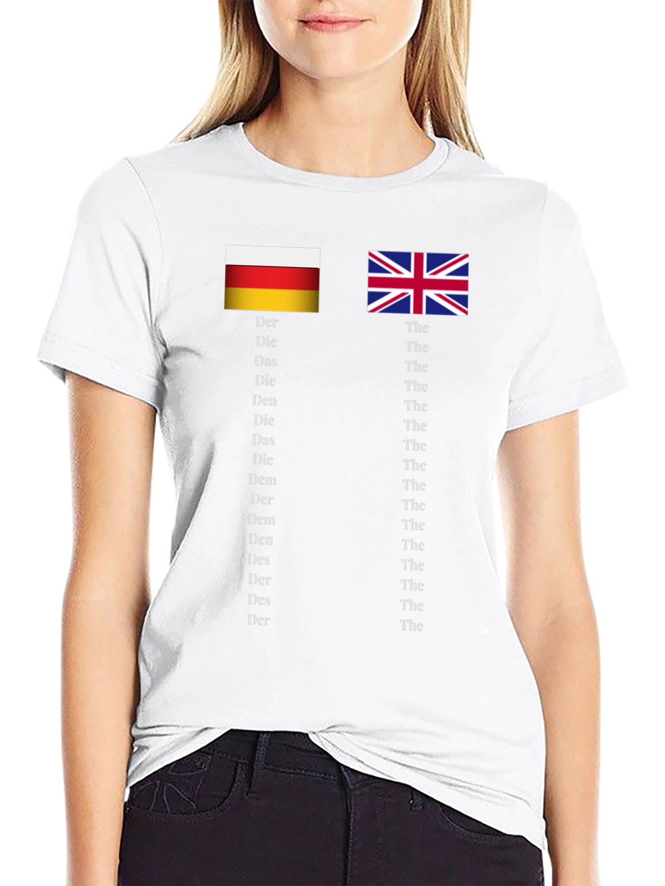 Flags & Articles T-Shirt: German & English Grammar Tee
