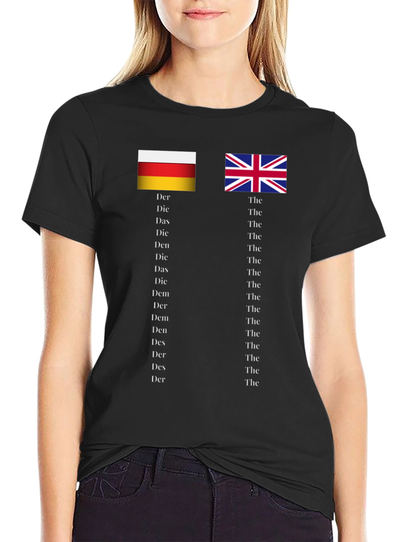Flags & Articles T-Shirt: German & English Grammar Tee