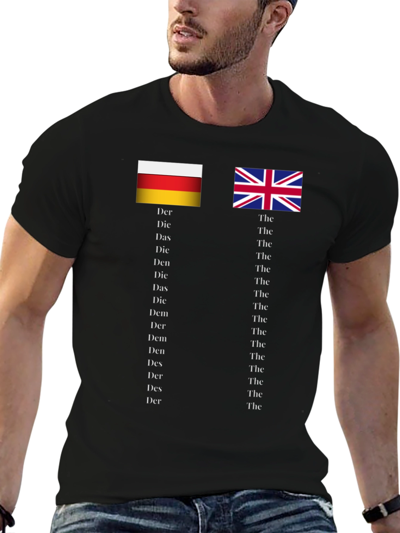 Flags & Articles T-Shirt: German & English Grammar Tee