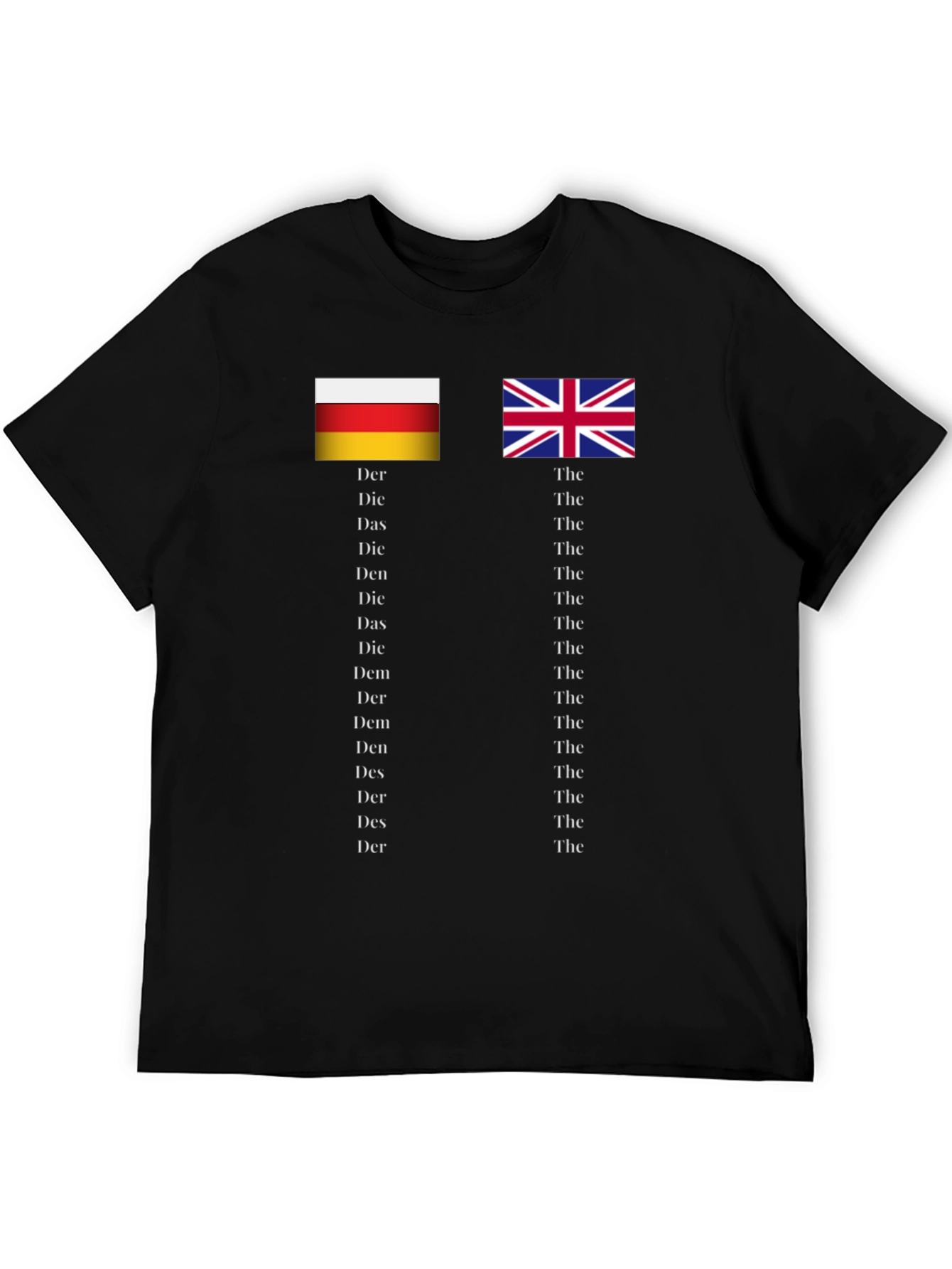 Flags & Articles T-Shirt: German & English Grammar Tee