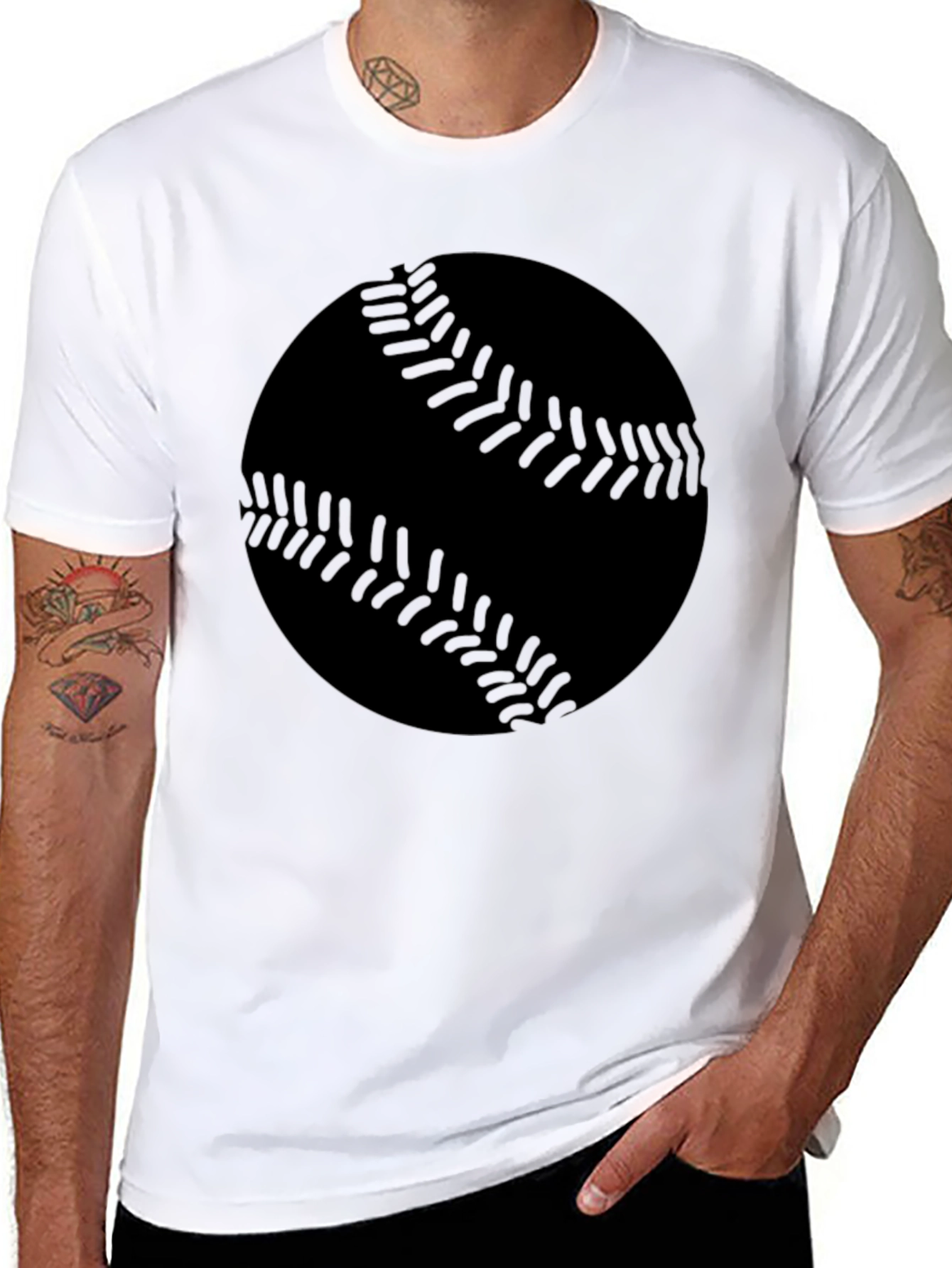 Baseball Graphic Tee - Black Cotton T-Shirt