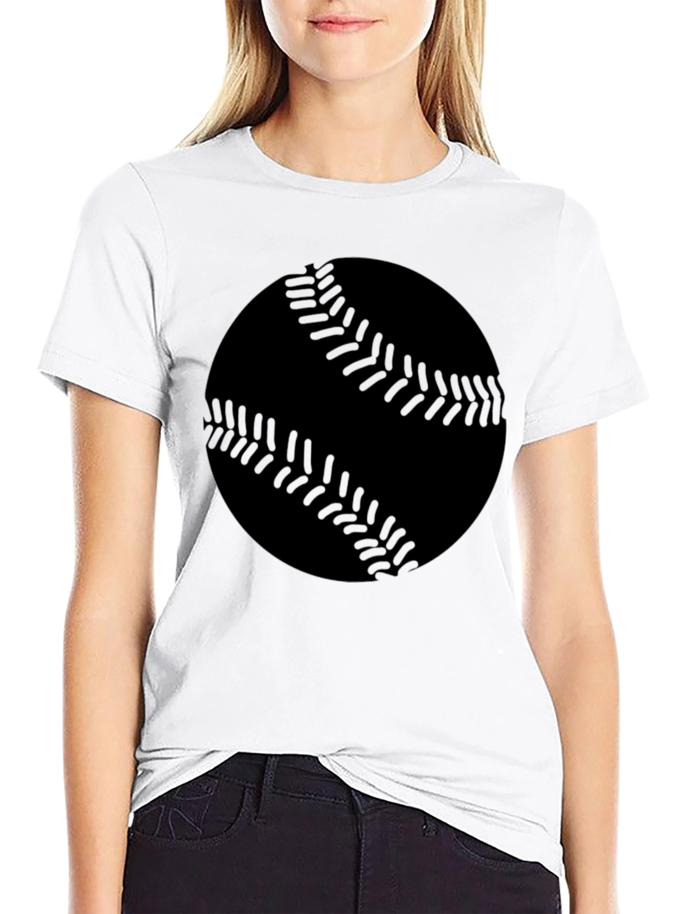 Baseball Graphic Tee - Black Cotton T-Shirt