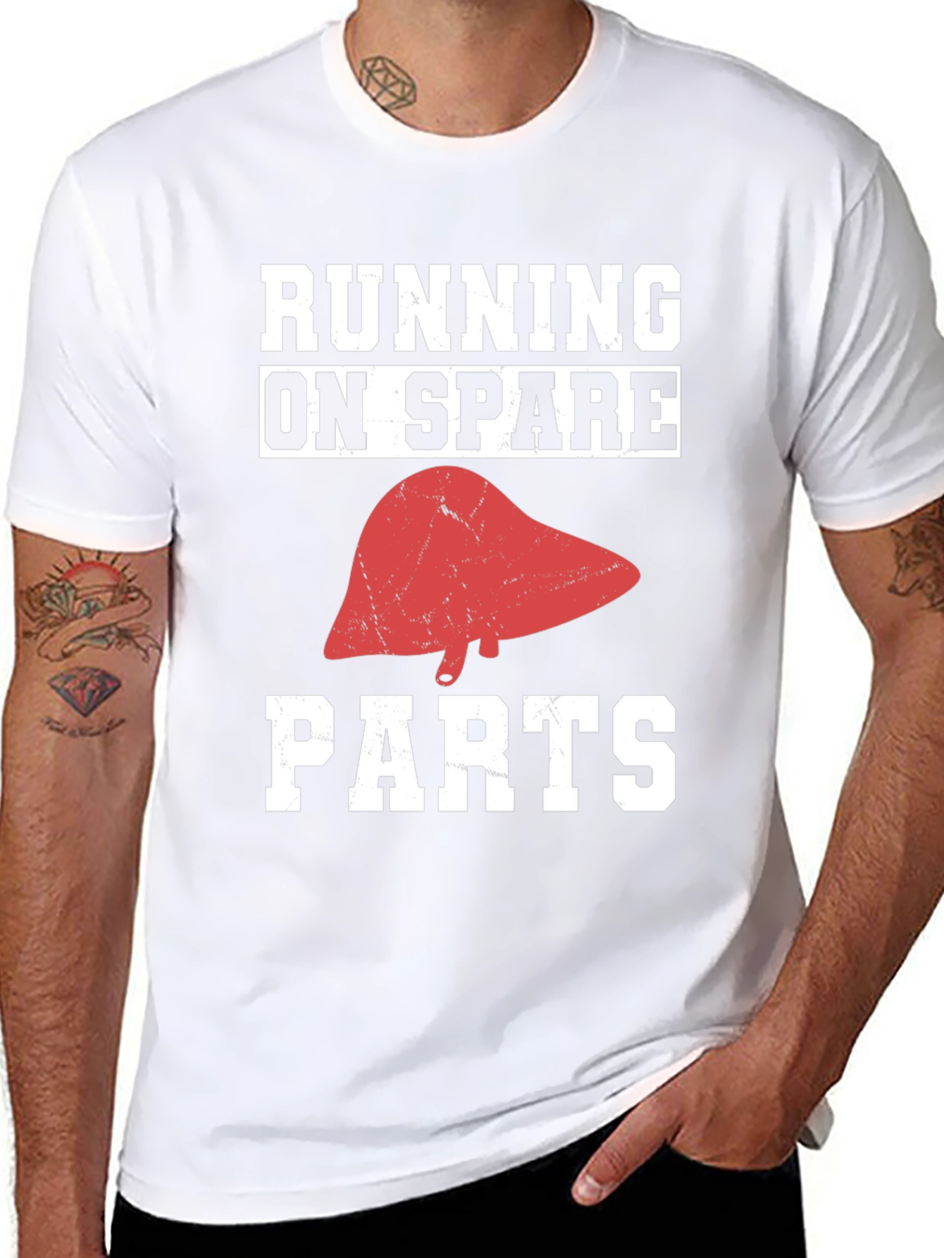 Running on Spare Parts T-Shirt Funny Liver Tee