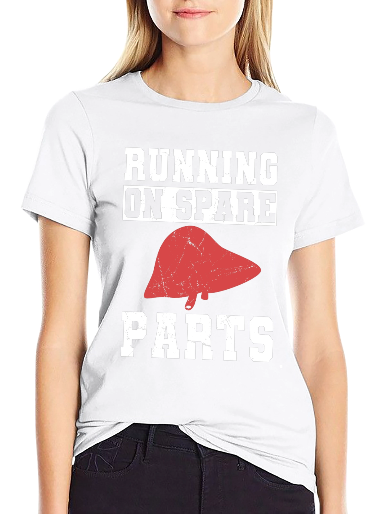 Running on Spare Parts T-Shirt Funny Liver Tee