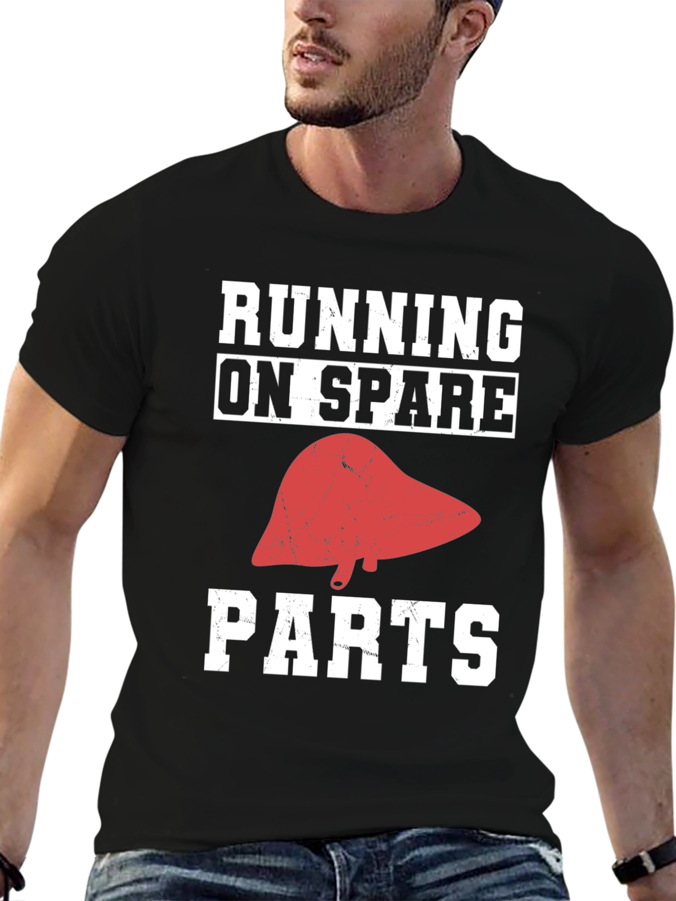 Running on Spare Parts T-Shirt Funny Liver Tee