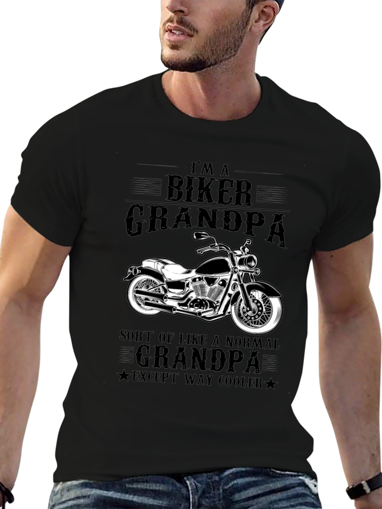 Biker Grandpa Graphic Tee - Cool Motorcycle Design