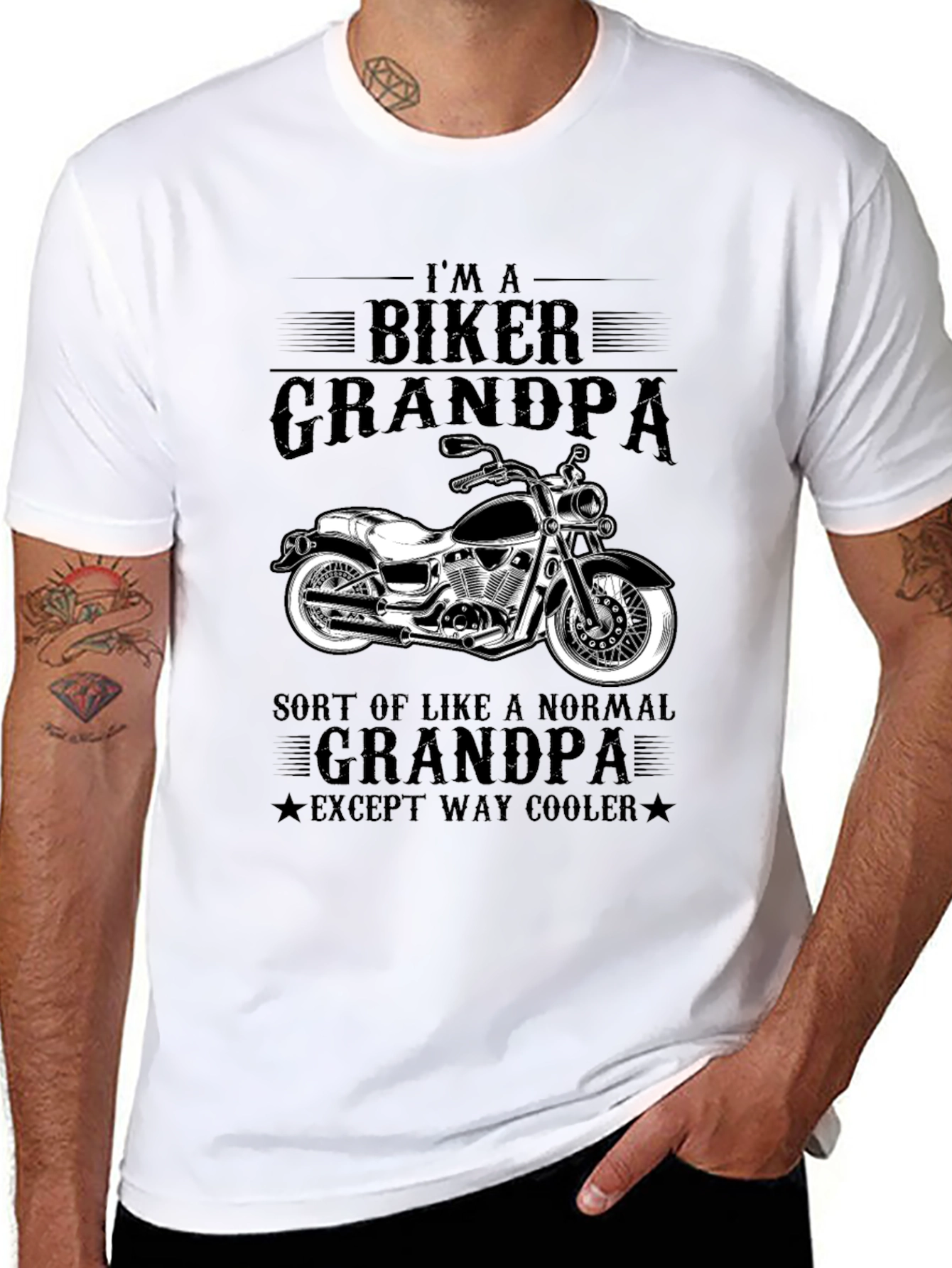 Biker Grandpa Graphic Tee - Cool Motorcycle Design