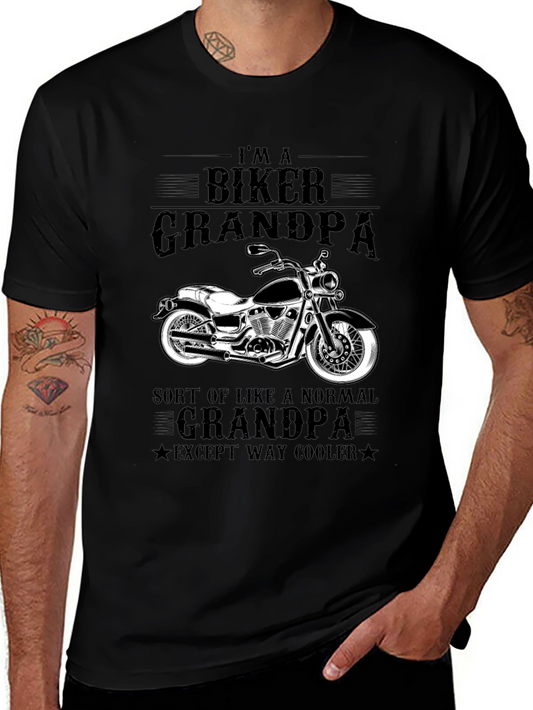 Biker Grandpa Graphic Tee - Cool Motorcycle Design