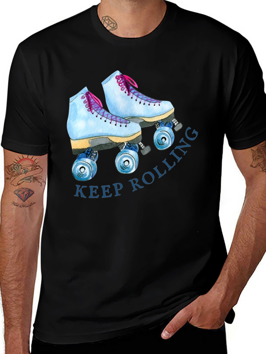 Keep Rolling Roller Skate Graphic Tee - Retro Style T-Shirt