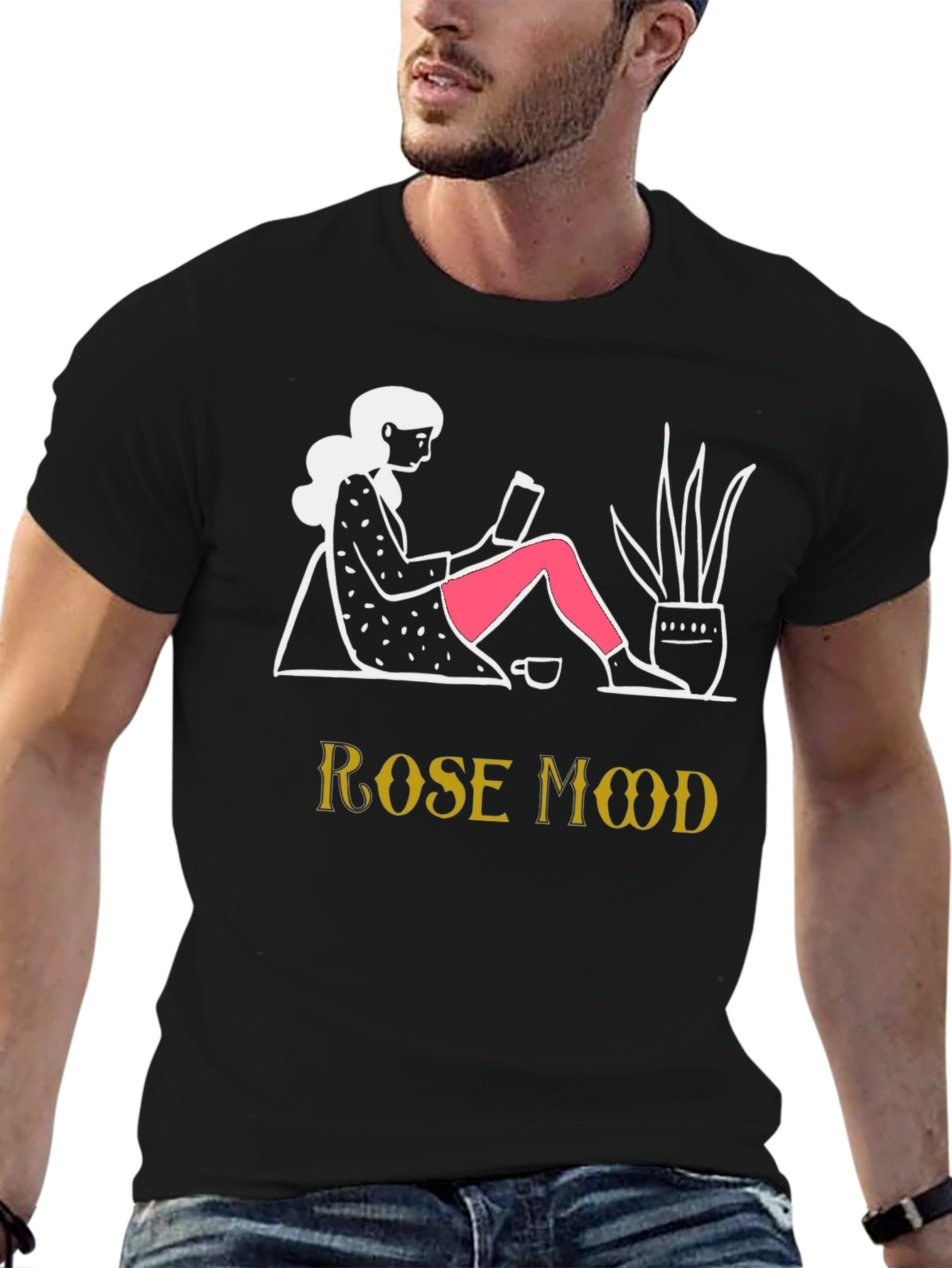 Rose Mood T-Shirt - Cozy Book Reader Design