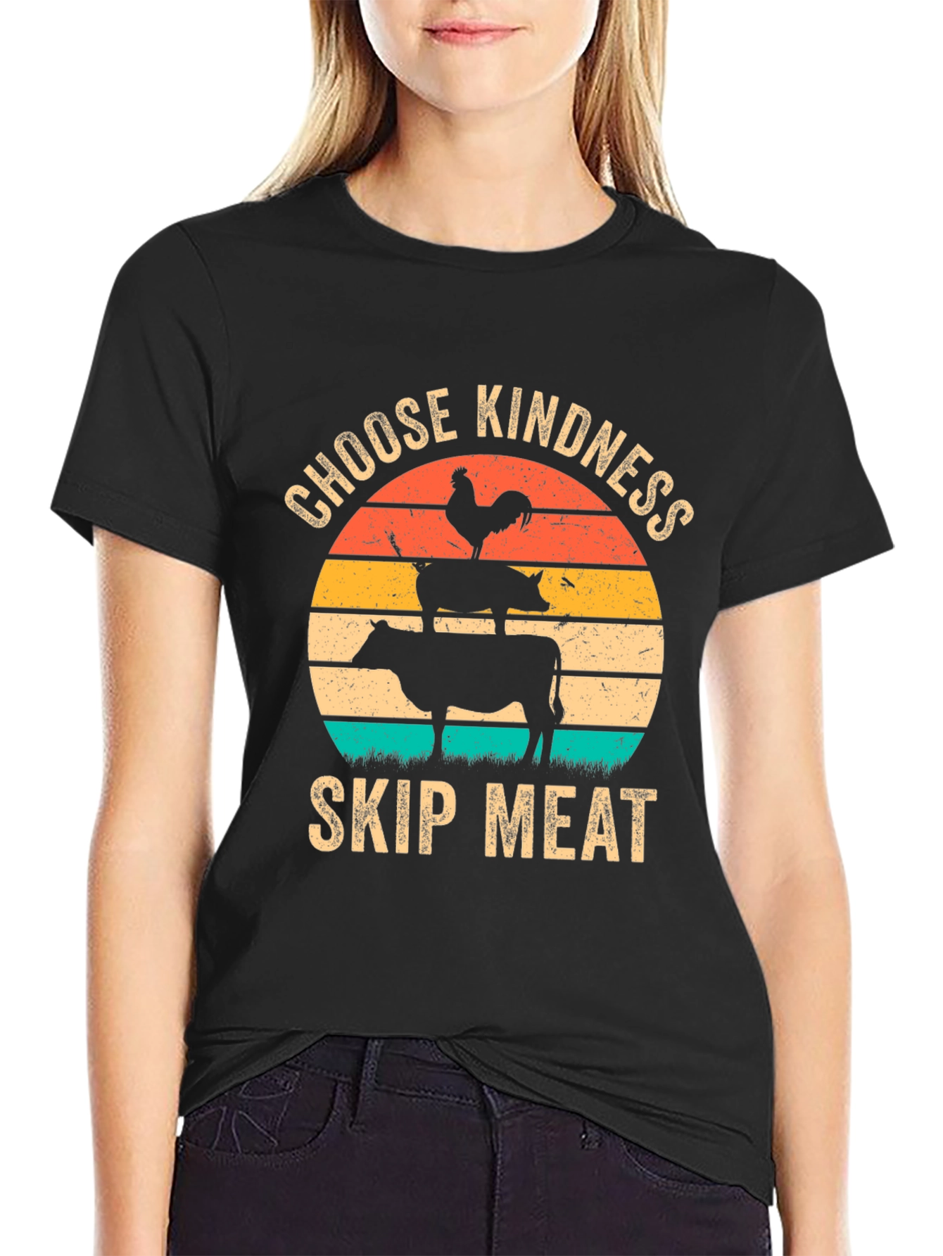 Choose Kindness Skip Meat T-Shirt Vegan Animal Lover Tee