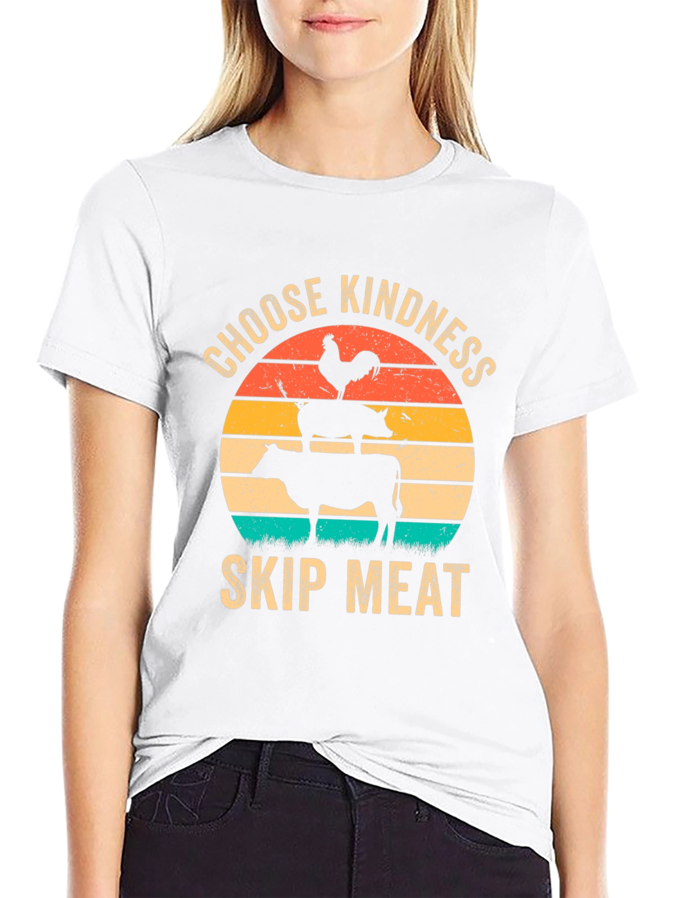 Choose Kindness Skip Meat T-Shirt Vegan Animal Lover Tee
