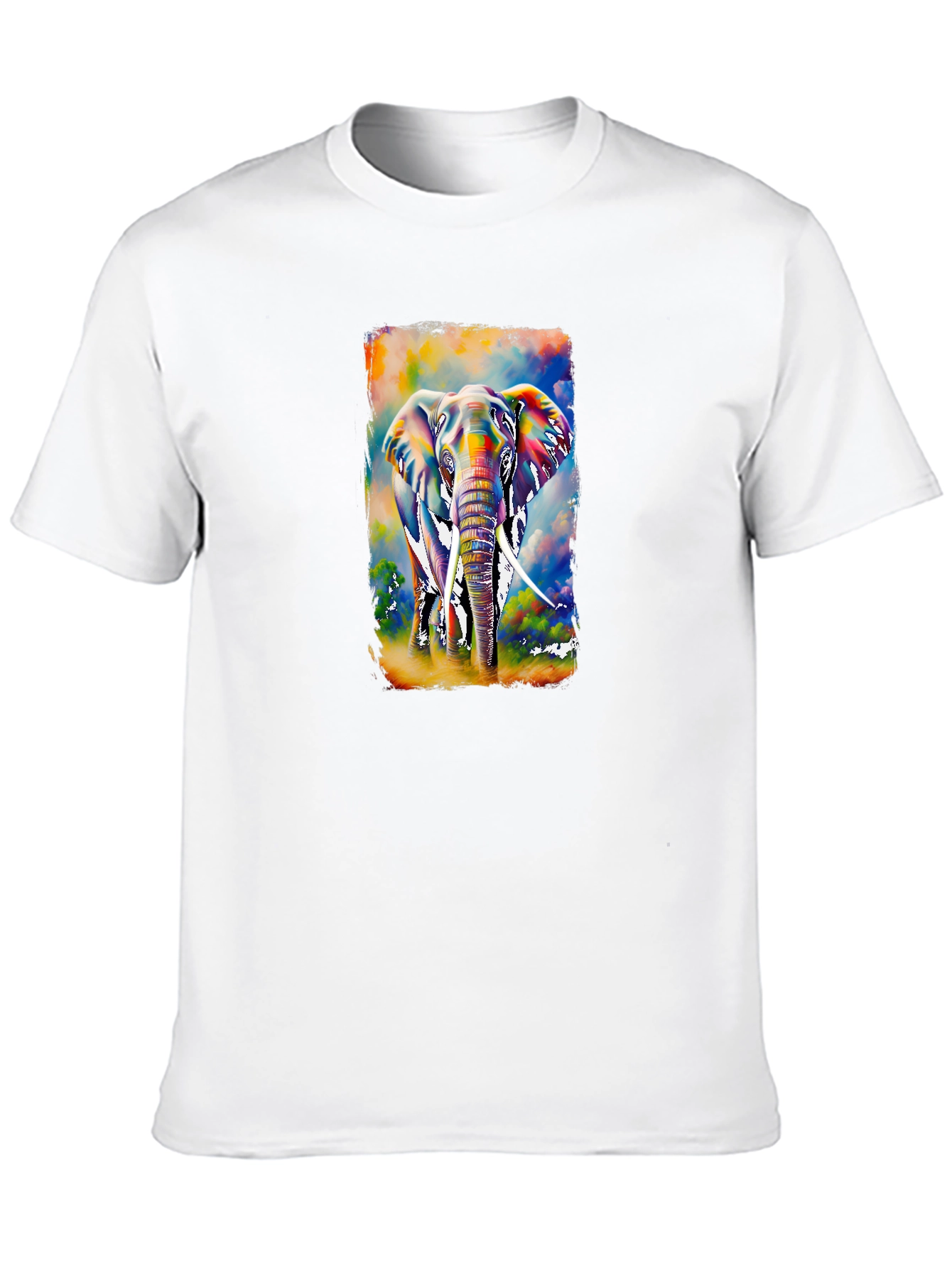 Vibrant Elephant Graphic T-Shirt - Black