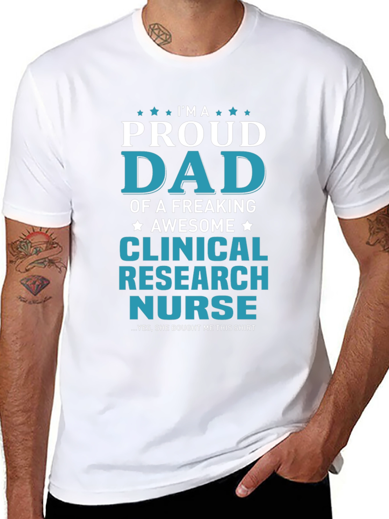 Proud Dad Clinical Research Nurse Graphic T-Shirt