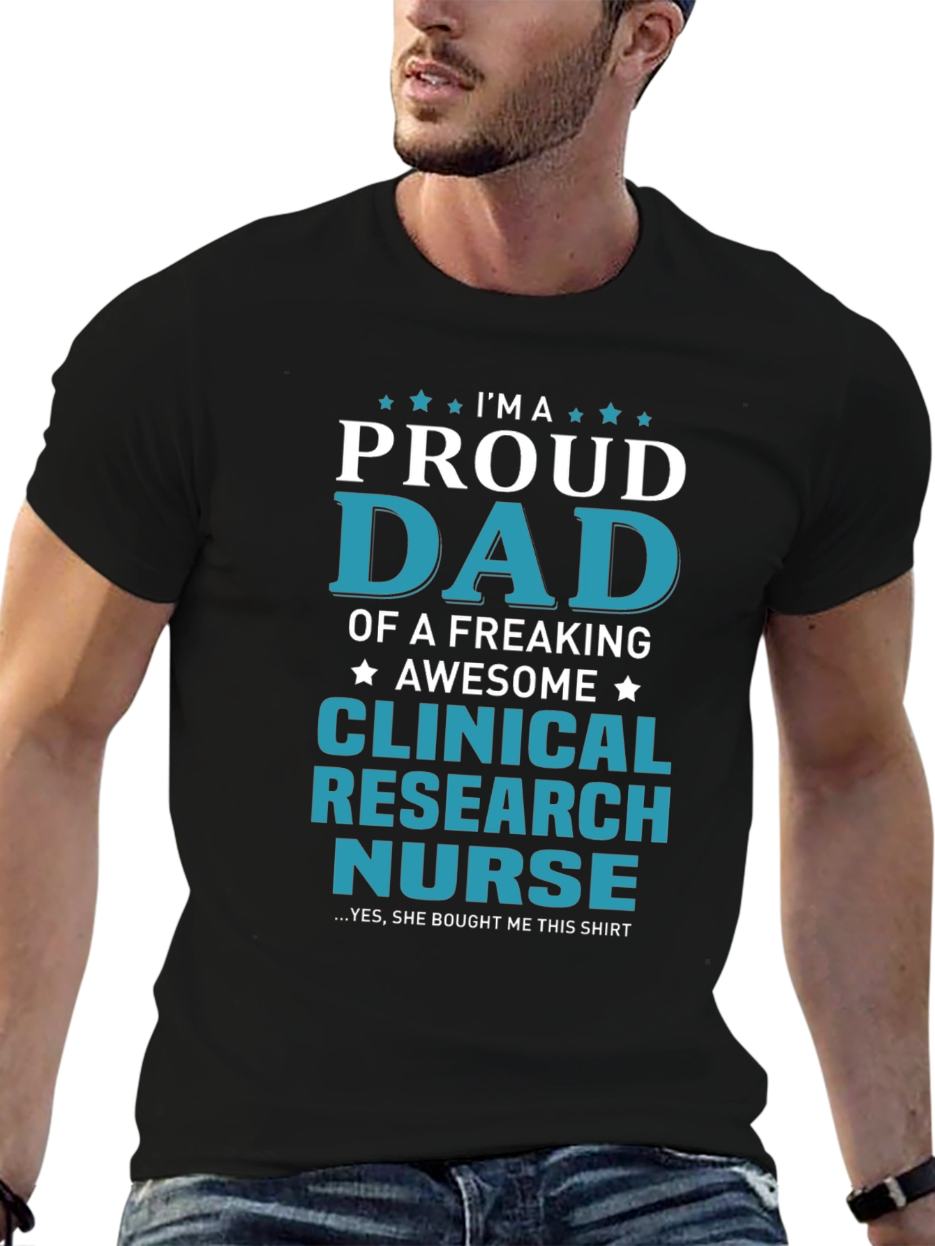 Proud Dad Clinical Research Nurse Graphic T-Shirt