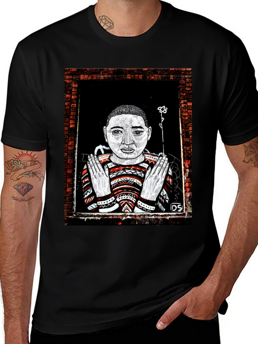 Unique Graphic Print Tee - Artistic Portrait Design