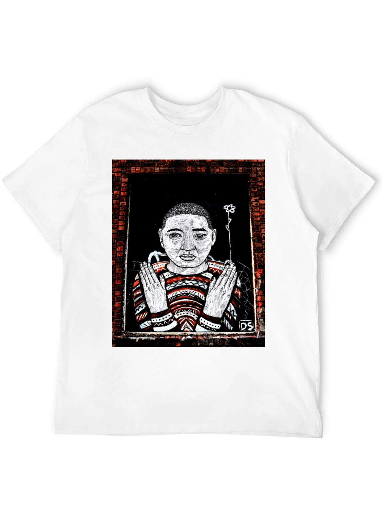 Unique Graphic Print Tee - Artistic Portrait Design