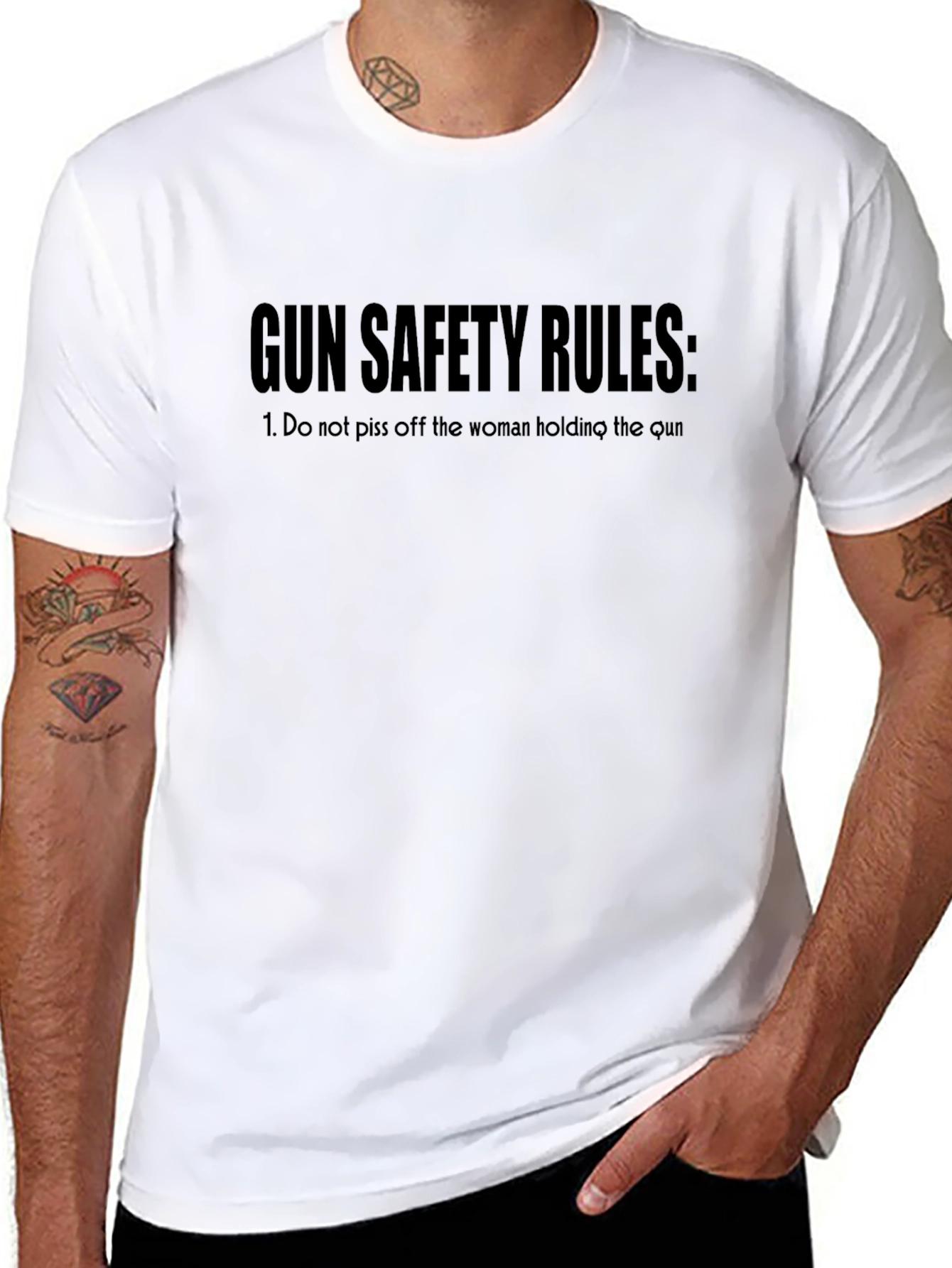 Gun Safety Rules Graphic Tee - Black