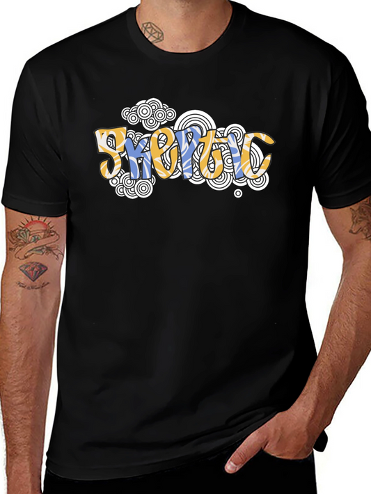 Geometric Psychedelic Style Black T-Shirt