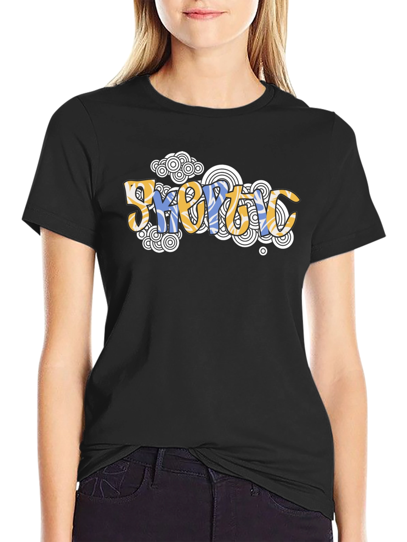 Geometric Psychedelic Style Black T-Shirt